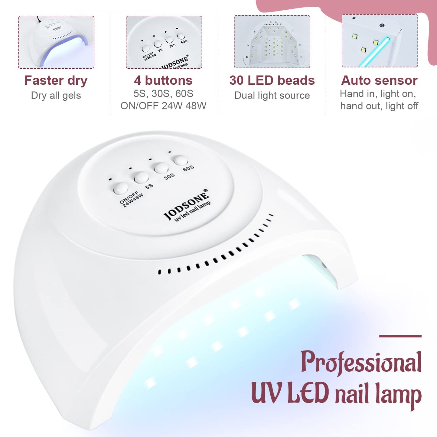 JODSONE Gel Nail Polish Kit 60 PCS with U V Light Soak off Base Top Coat 55 Shine Colors Gel Nail Kit Bright and Dark Brown Wine Red Series Manicure Set for Women and Girls