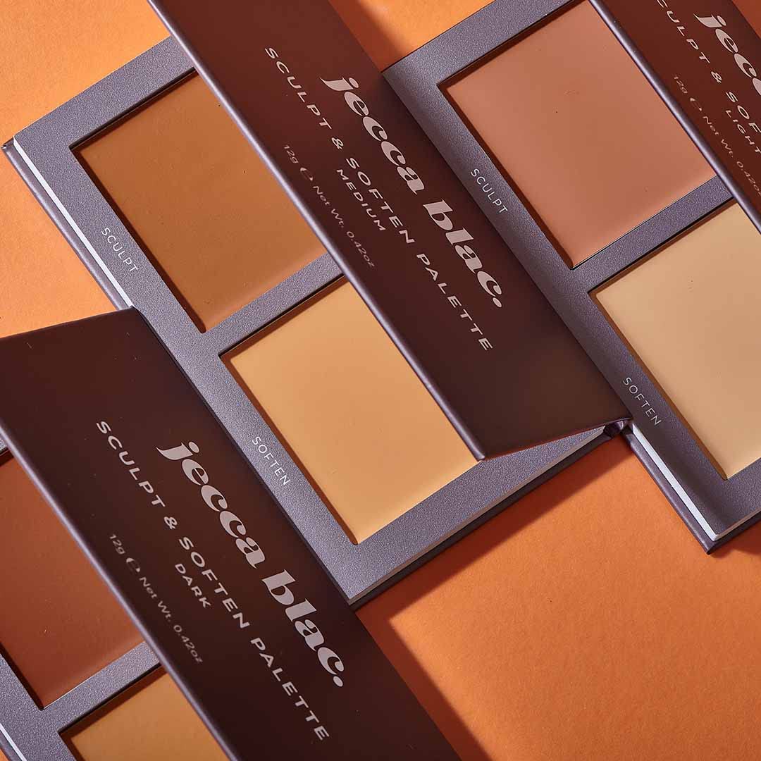 Jecca Blac Sculpt and Soften Contour Palette, Creamy Formula with Natural Finish, Medium Coverage, Gender Neutral and LGBTIQA+ Inclusive Make Up, Medium, 12g