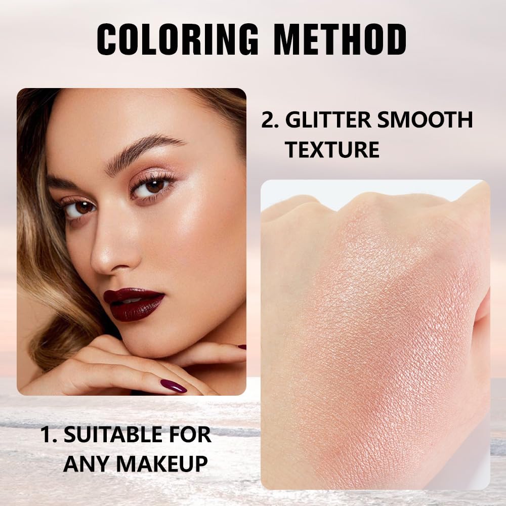 Kaely Pressed Single Eyeshadow Makeup, Champagne Shimmer Highly Pigmented Monochrome Eye Shadow Palette, Waterproof Neutral Powder Mini Eyeshadow, sombras para ojos, Lightweight Blendable, 03