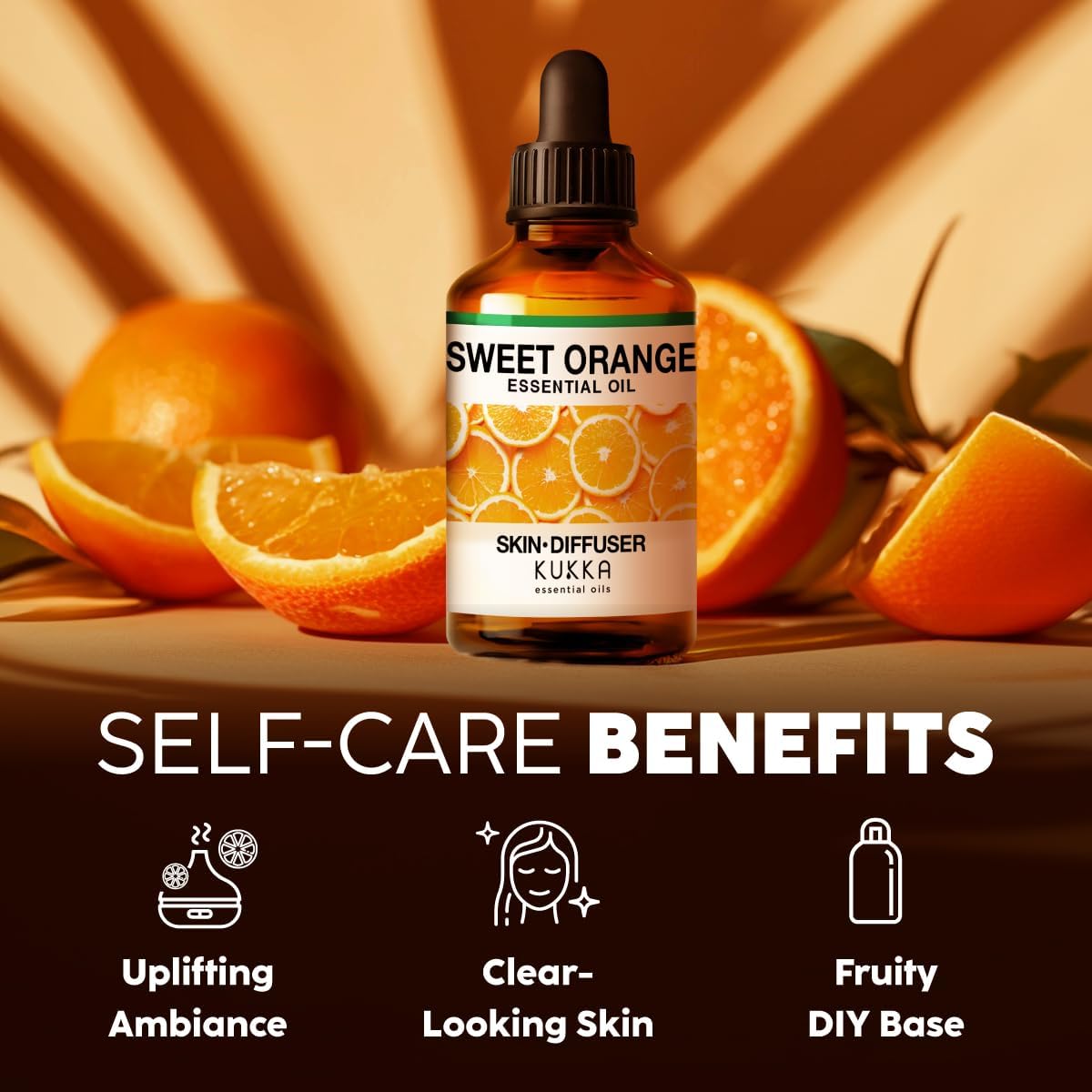Kukka Orange Essential Oil - 4 Fl Oz - Essential Oil for Diffuser Sweetens Your Environment for Calmer Surroundings - Brazilian Orange Rinds, DIY Soap Making Scents