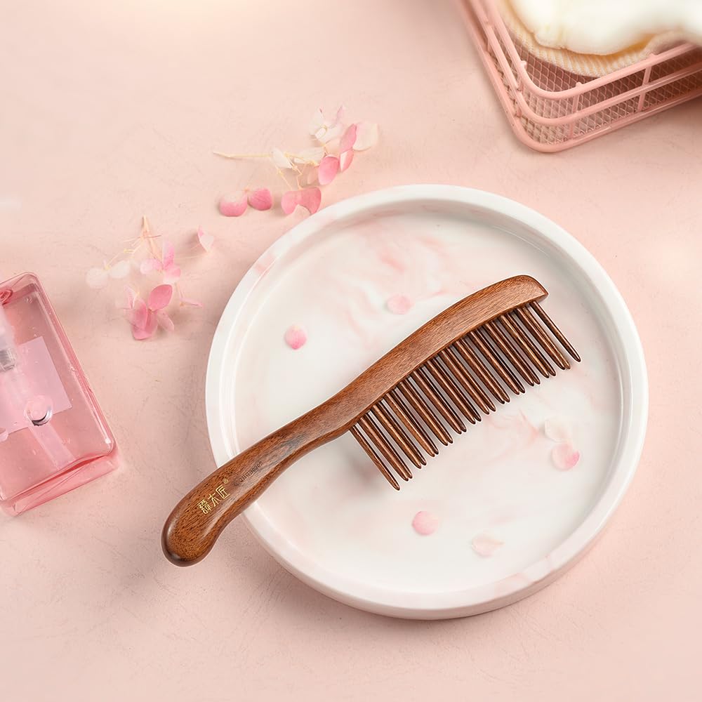 Hair Comb Inserted Teeth Natural Wood Scalp Massage 1pc