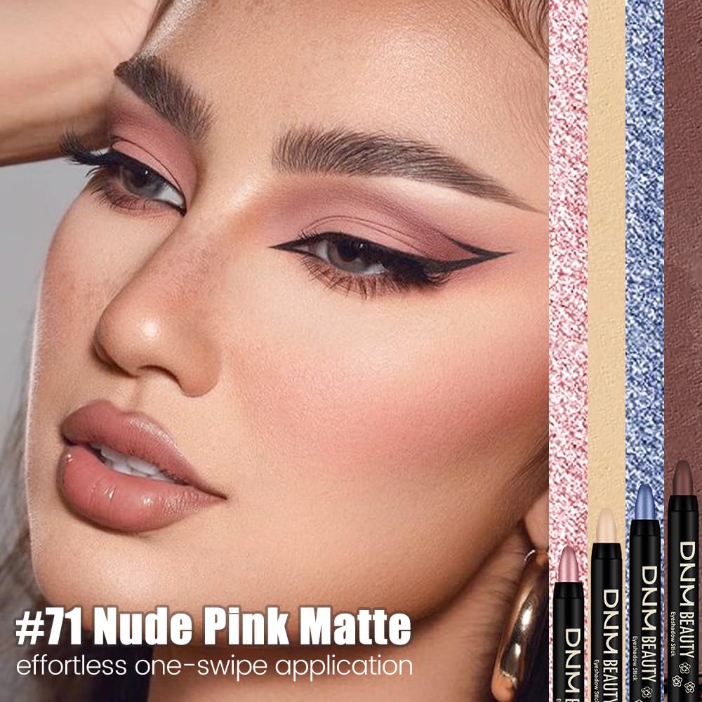 Kaely Cream Eye Shadow Sticks, Nude Pink Matte Eyeliner Pencil Eyeshadow Palette Makeup, Eye Highlighter Brightener Stick for Older Women Waterproof Pigmented, sombras para ojos, New-71