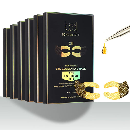 ICANdOIT 24K Gold Eye Mask For Dark Circles&Puffiness,Anti-Aging,Anti-Wrinkle With Hyaluronic Acid and Collagen,Eye Zone Care Eye Patches for All Skin Types,35Pairs
