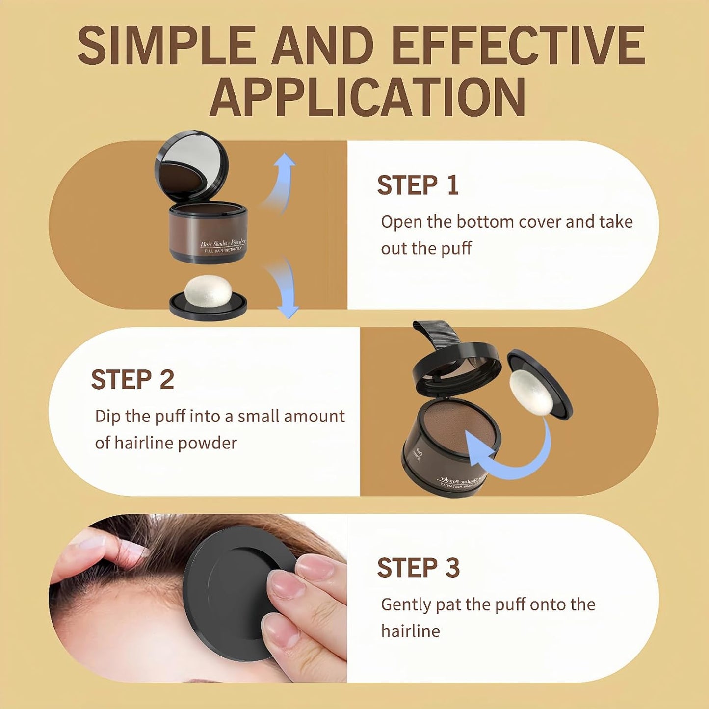 Hairline Powder (Auburn) - Instantly Cover Gray Hair Roots, Hair Color Shadow, Thin Hair Touch-Up, 4g