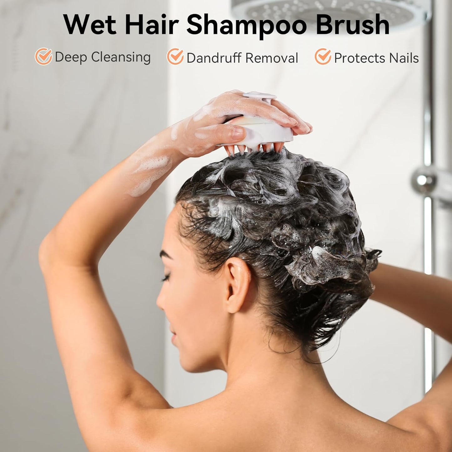 HEETA Scalp Massager Hair Growth, Soft Silicone Scalp Scrubber Shampoo Brush for Exfoliation, Dandruff Removal Head Massage Stress Relax, Wet & Dry Use for Thick Thin Curly Hair Care, Gradient Pink