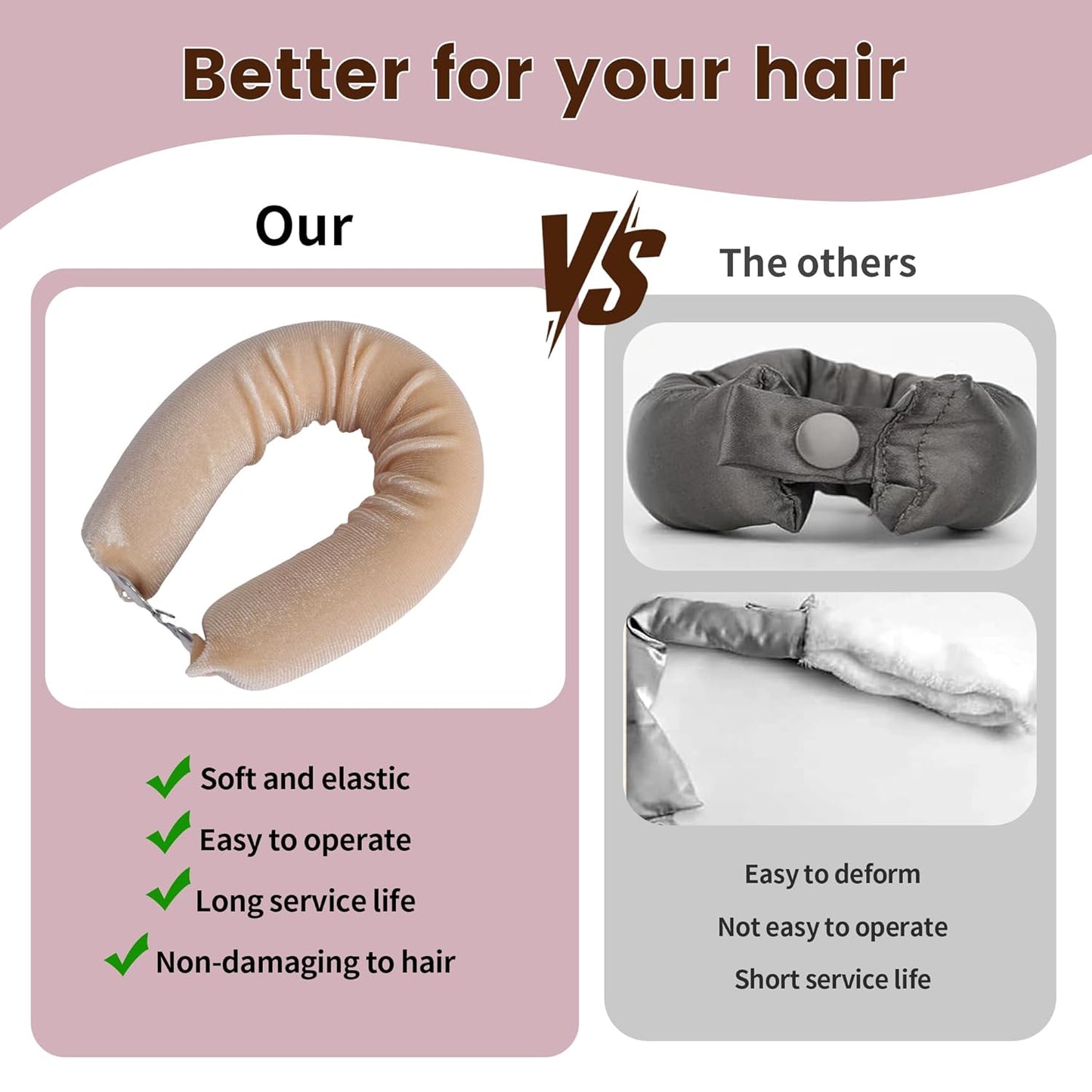 Heatless Curls Overnight Hair Curler - 4 Pcs Curling Rod to Sleep In, Satin Flexi Rods for All Hair Types，Velvet Rollers with Satin Scarf Girl's gift