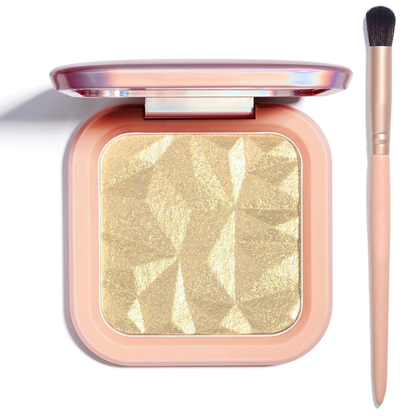 Highlighter Makeup Palette Shimmer Contour Palette Powder for Brighten Face Contour Gold Cheek Highlight Makeup, Long Lasting Highlighter Powder with Mirror for Illuminator Makeup (BEIGE GOLD)