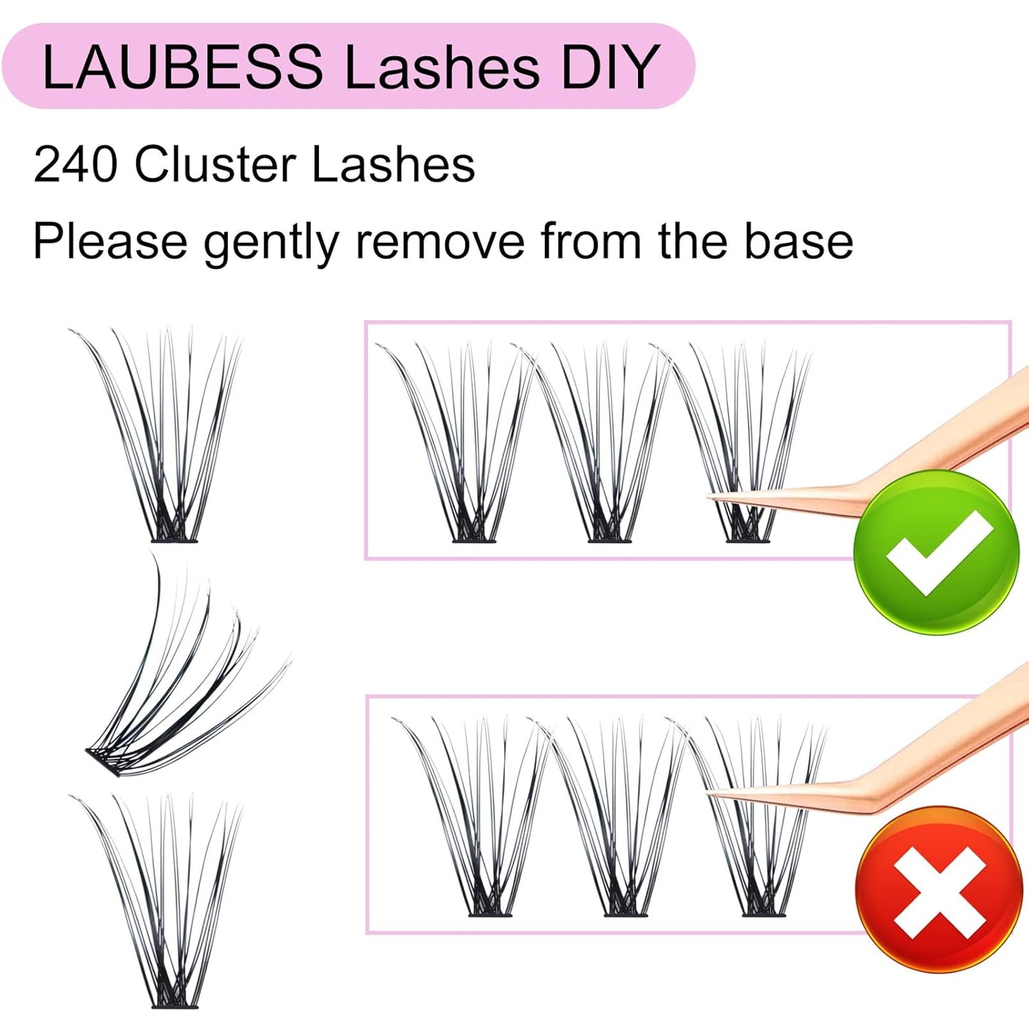 Lash Clusters LAUBESS Individual Lashes Waterproof Eyelash Clusters Mixed Tray Cluster Eyelash Extensions Soft Cluster Lashes for Beginners(20D-D-12)