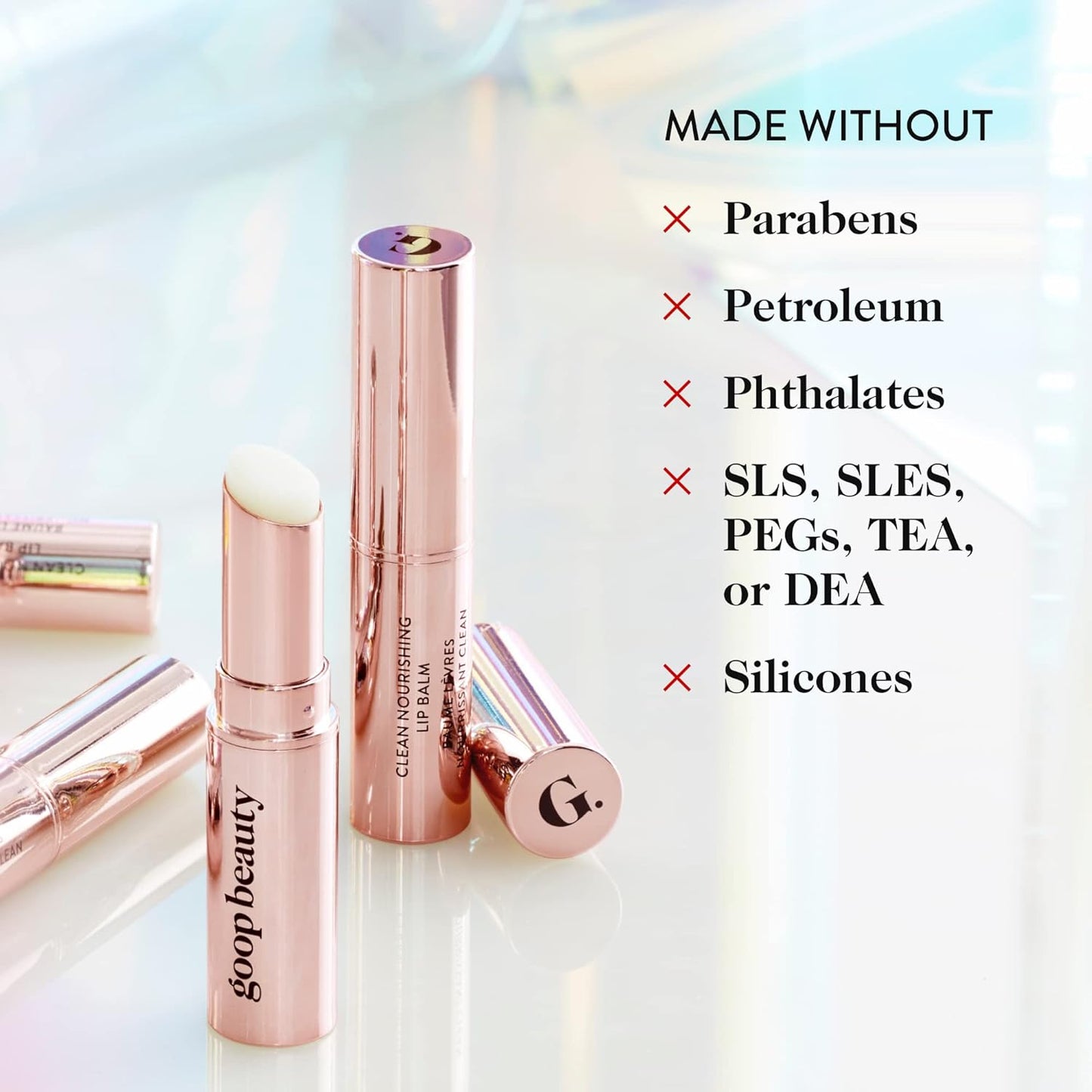 goop Beauty Clean Lip Balm | Dry Lips Treatment | Coconut Oil, Pomegranate Extract, & Shea Butter | Petroleum Free | 0.16 oz