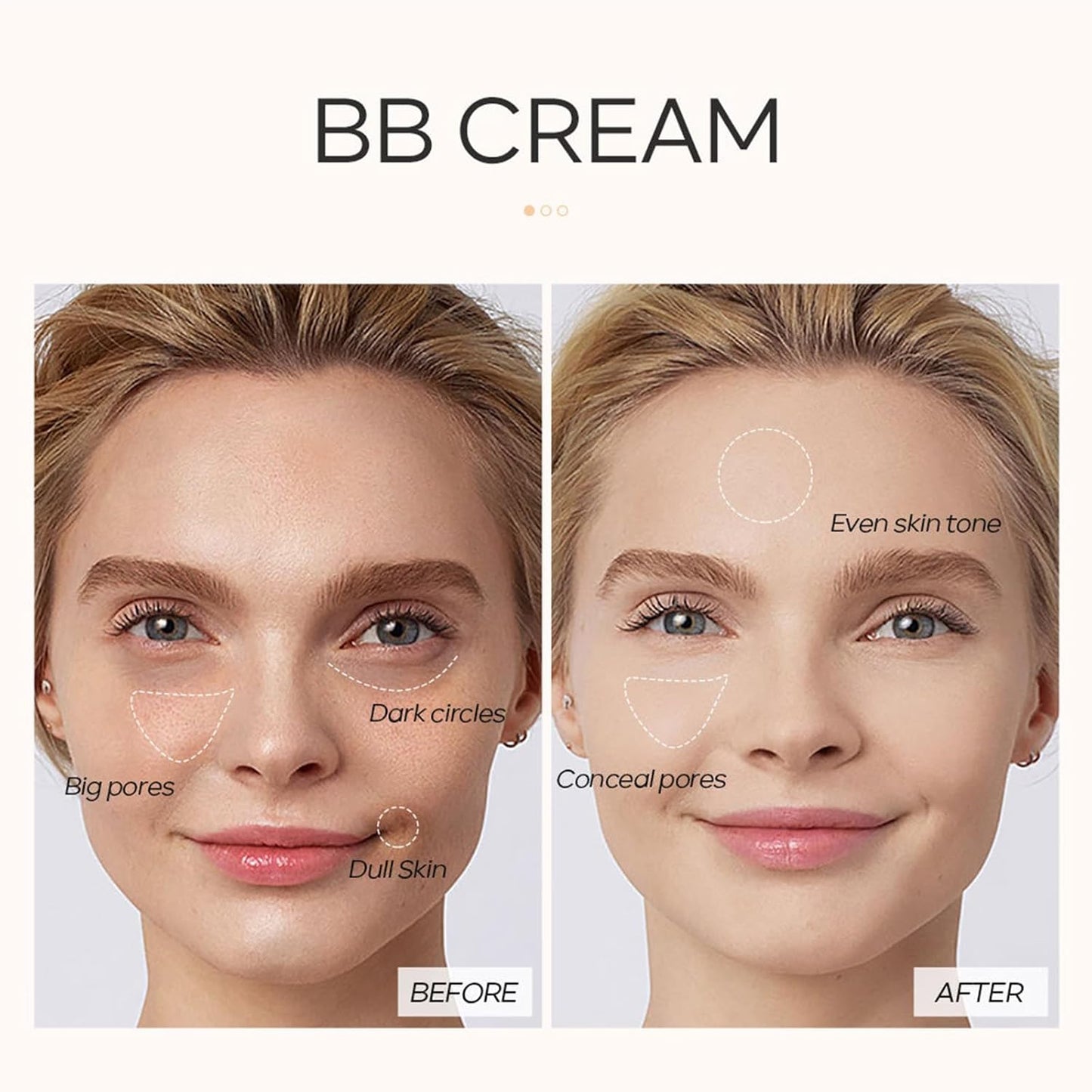 KWOLYKIM 2PCS Hydrating Makeup BB Cream, Tinted Moisturizer Face Makeup BB Cream Foundation Waterproof Concealer Clean Brighten Color Correcting Cream Nude Makeup Long Lasting for All Skin(Ivory)