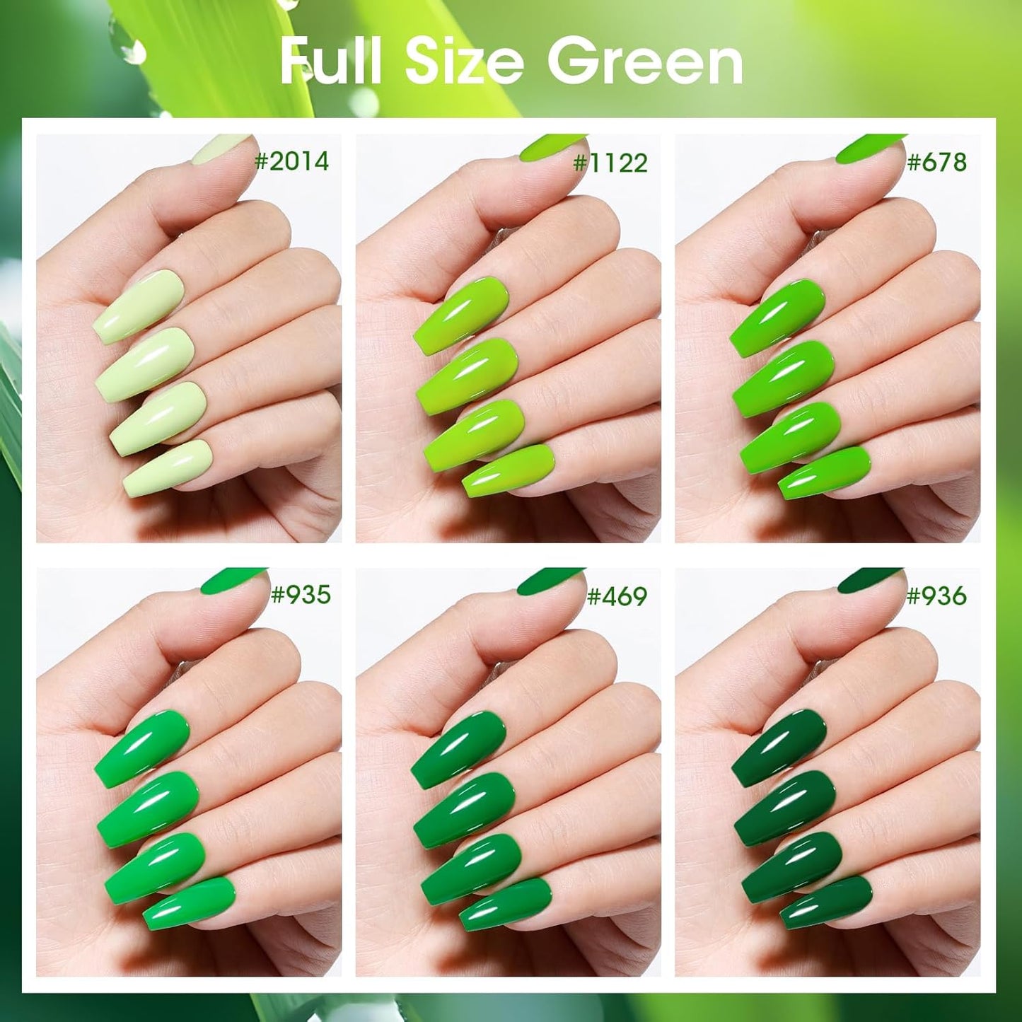 GELLEN Green Regular Nail Polish Non Gel, Fast Air Drying Full Size Green Nail Polish No UV Light Needed Spring Summer Dark Light Grass Forest Jungle 6 Colors Set for Women Manicure St. Patrick's Day