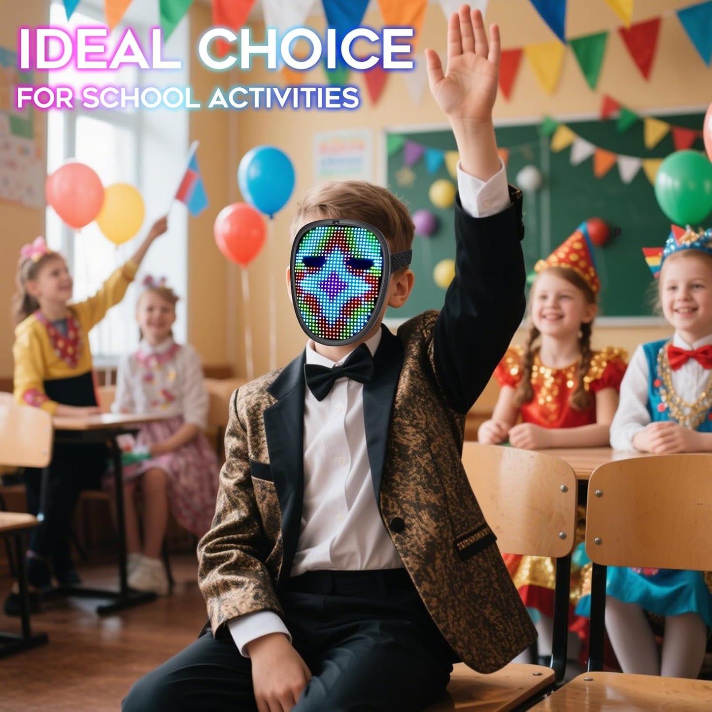 Halloween LED Mask, Light Up Masks Halloween Costume Cosplay Party Birthday Gifts for Teen Boys Girls