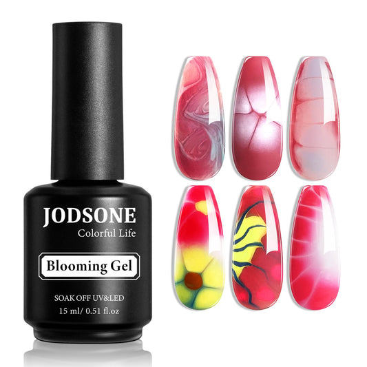 JODSONE Blooming Clear Gel Nail Polish, 15ml for Spreading & Watercolor Effects, Floral Nail Art Design, U V & LED Cure, Light Up Your Nail Life