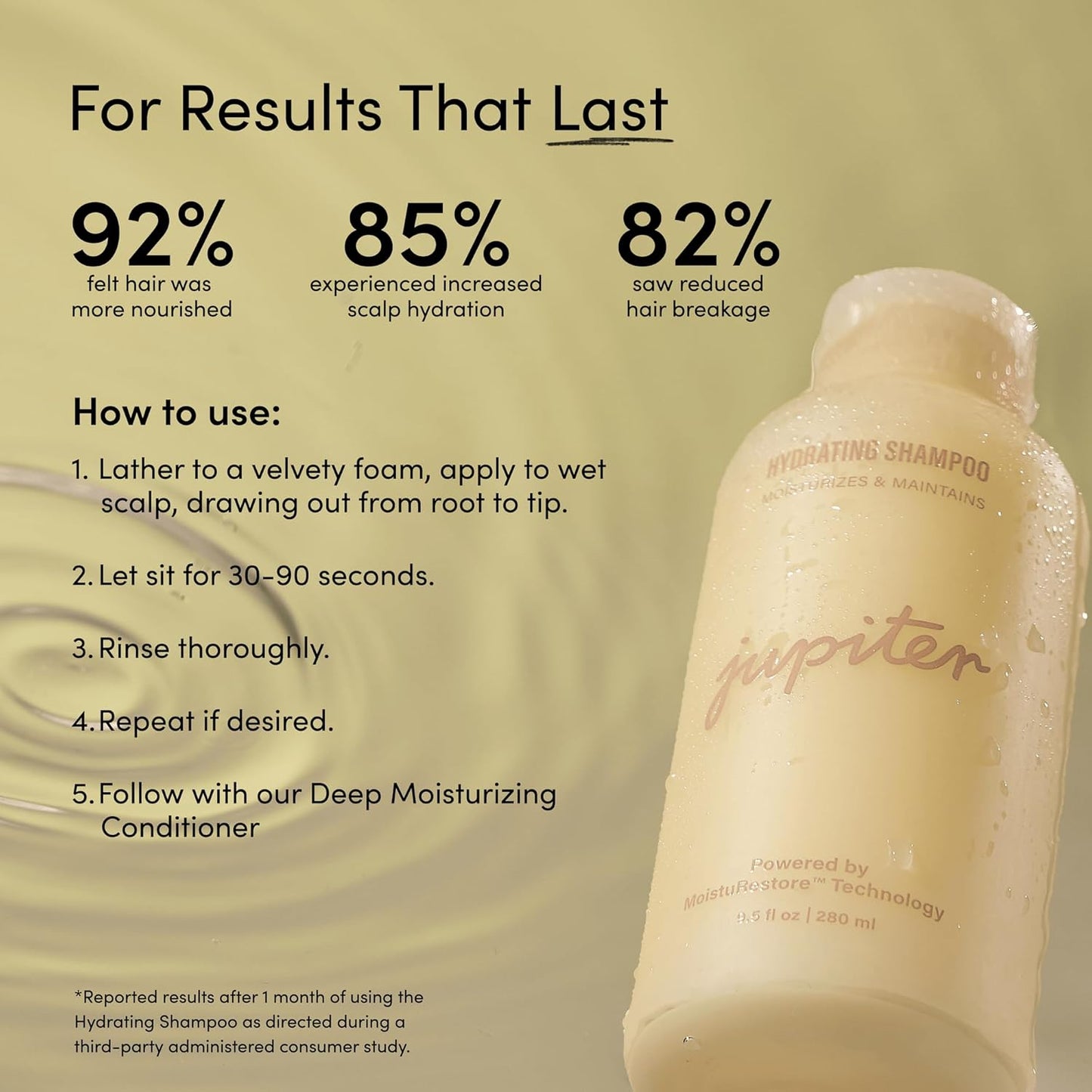 Jupiter Hydrating Shampoo – Moisturizing, Nourishing, and Strengthening Hair Care – Smooths, Revives, Enhances Shine – Color-Safe, Sulfate-Free, Paraben-Free, 9.5 fl. oz.