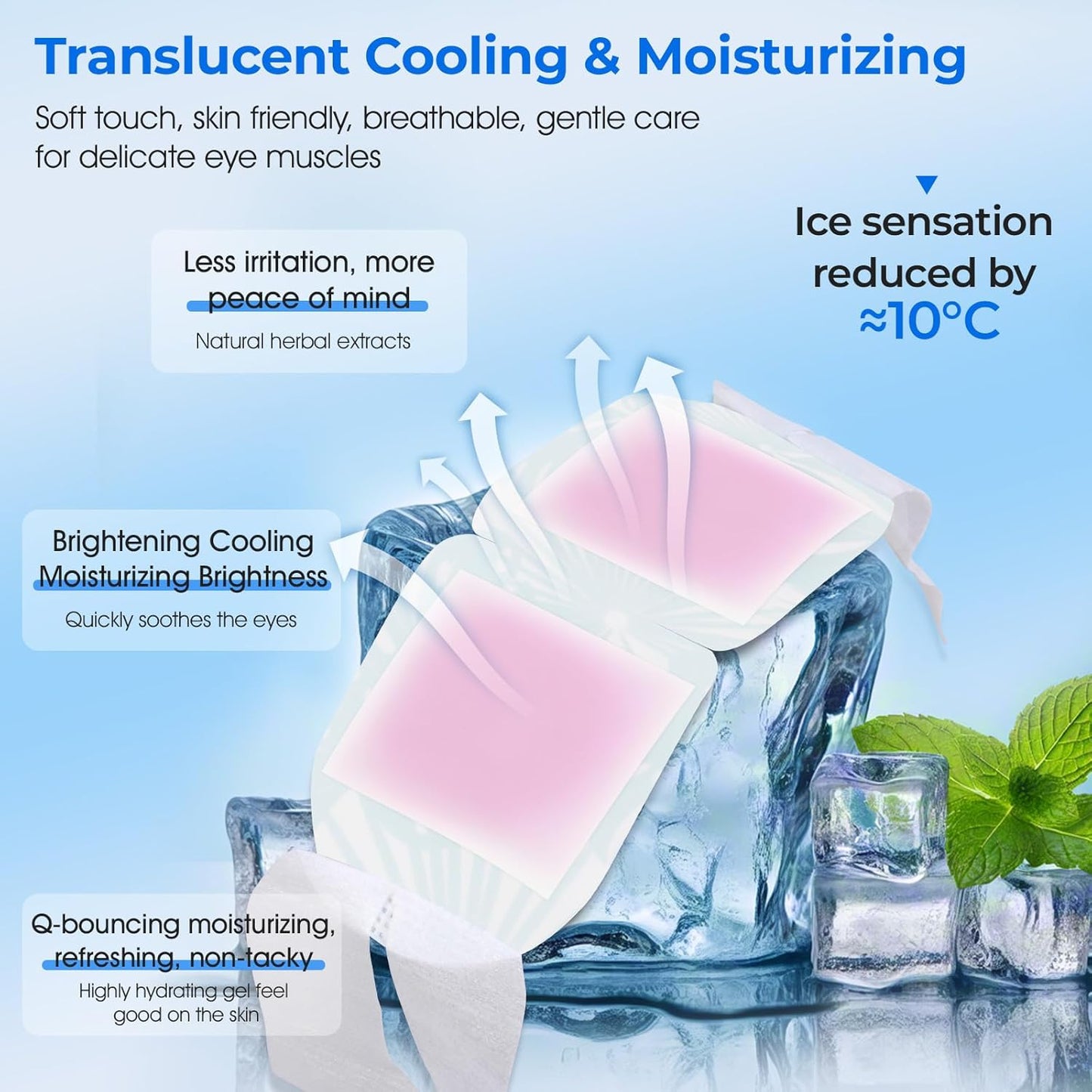 Hydrogel Self Cooling Eye Mask,Cold Eye Mask for Puffy & Burning Eyes,Cold Compress for Fast Relief with Fatigue and Headaches, Individually Wrapped Cool Care Travel Essentials,16 Packs