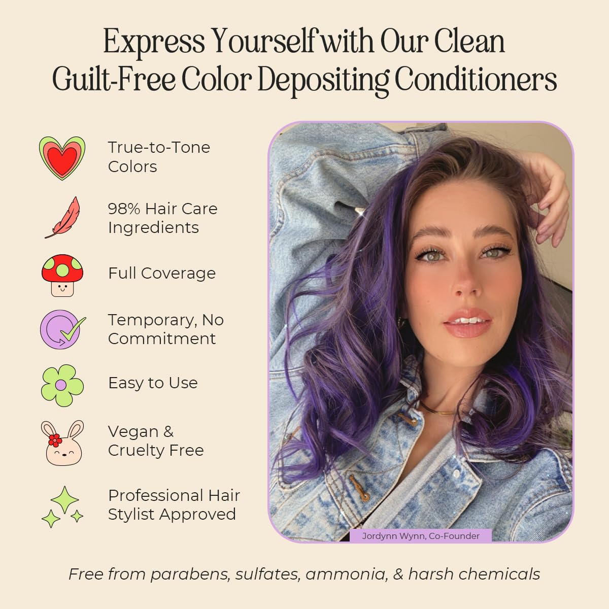 INH Semi Permanent Hair Color | Color Depositing Conditioner | Amethyst Dark Purple Hair Dye | No Bleach No Peroxide Temporary Tint for Women, Men | Vegan, Ammonia Free, Sulfate Free, Ready to Use 6oz