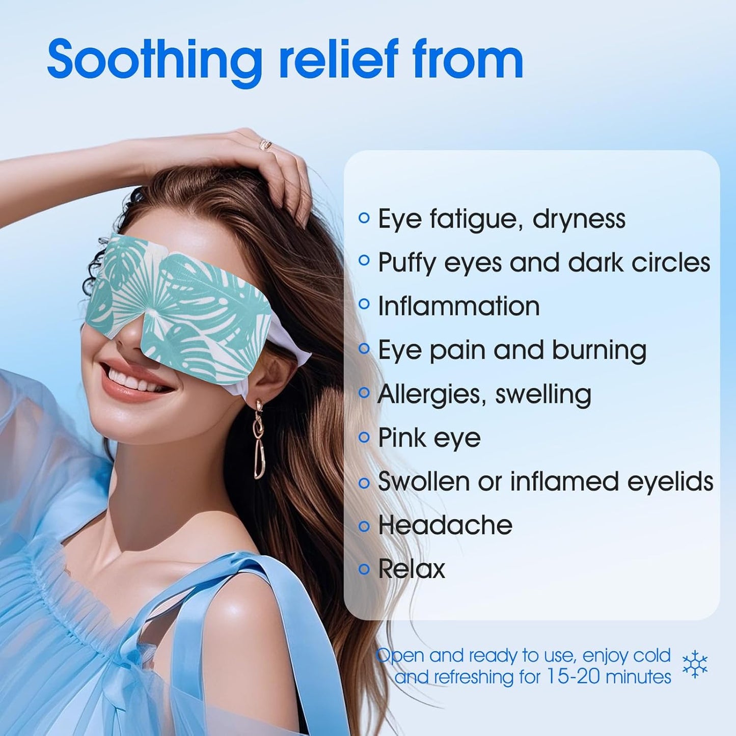 Hydrogel Self Cooling Eye Mask,Cold Eye Mask for Puffy & Burning Eyes,Cold Compress for Fast Relief with Fatigue and Headaches, Individually Wrapped Cool Care Travel Essentials,32 Packs