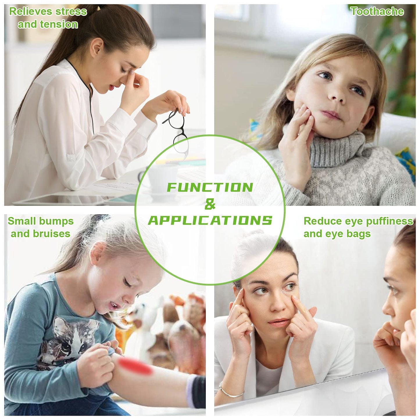 Gel Ice Pack Reusable Cooling Eye Pads and Under Eye Patches,Eye Hot Cold Treatment Pack for Redness,Pain Relief and Eye Relax (Kiwi)