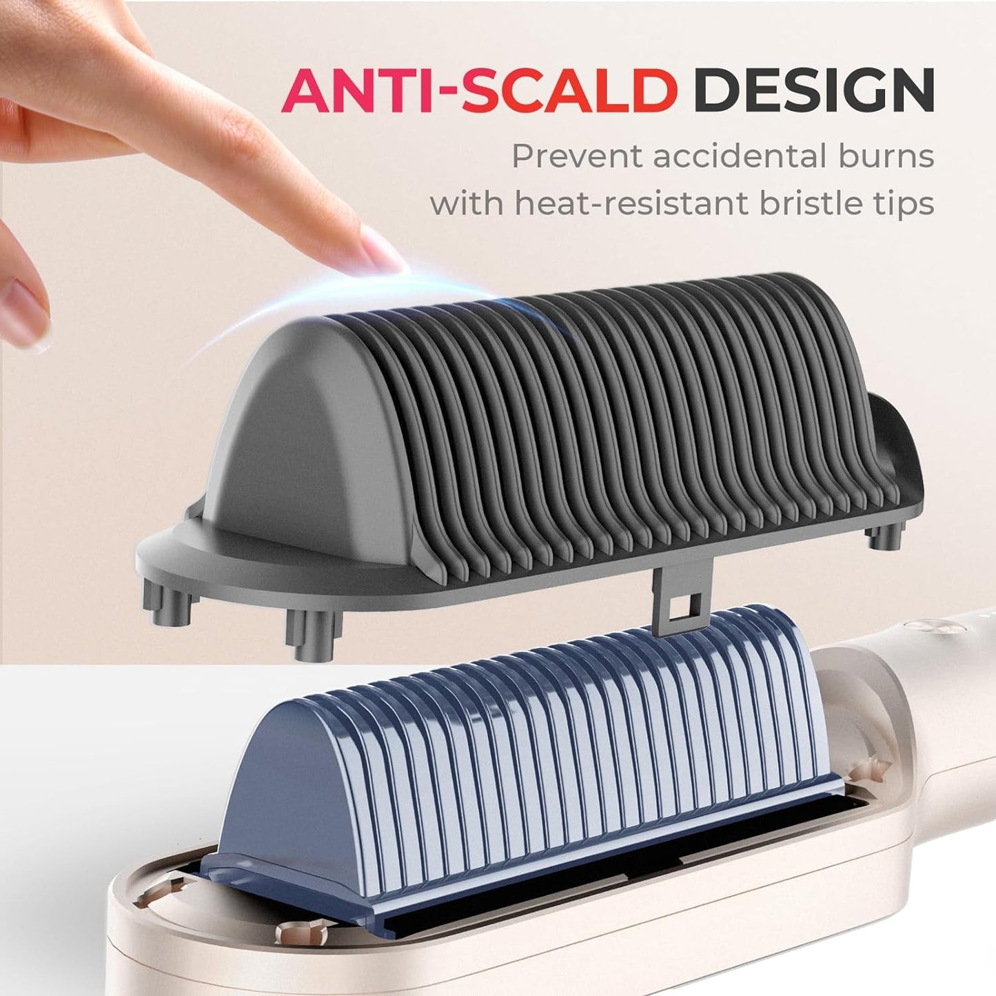 Hair Straightener Brush, TYMO Ring Hair Straightener Comb Straightening Brush for Women with 5 Temps 20s Fast Heating & Dual Voltage, Gold