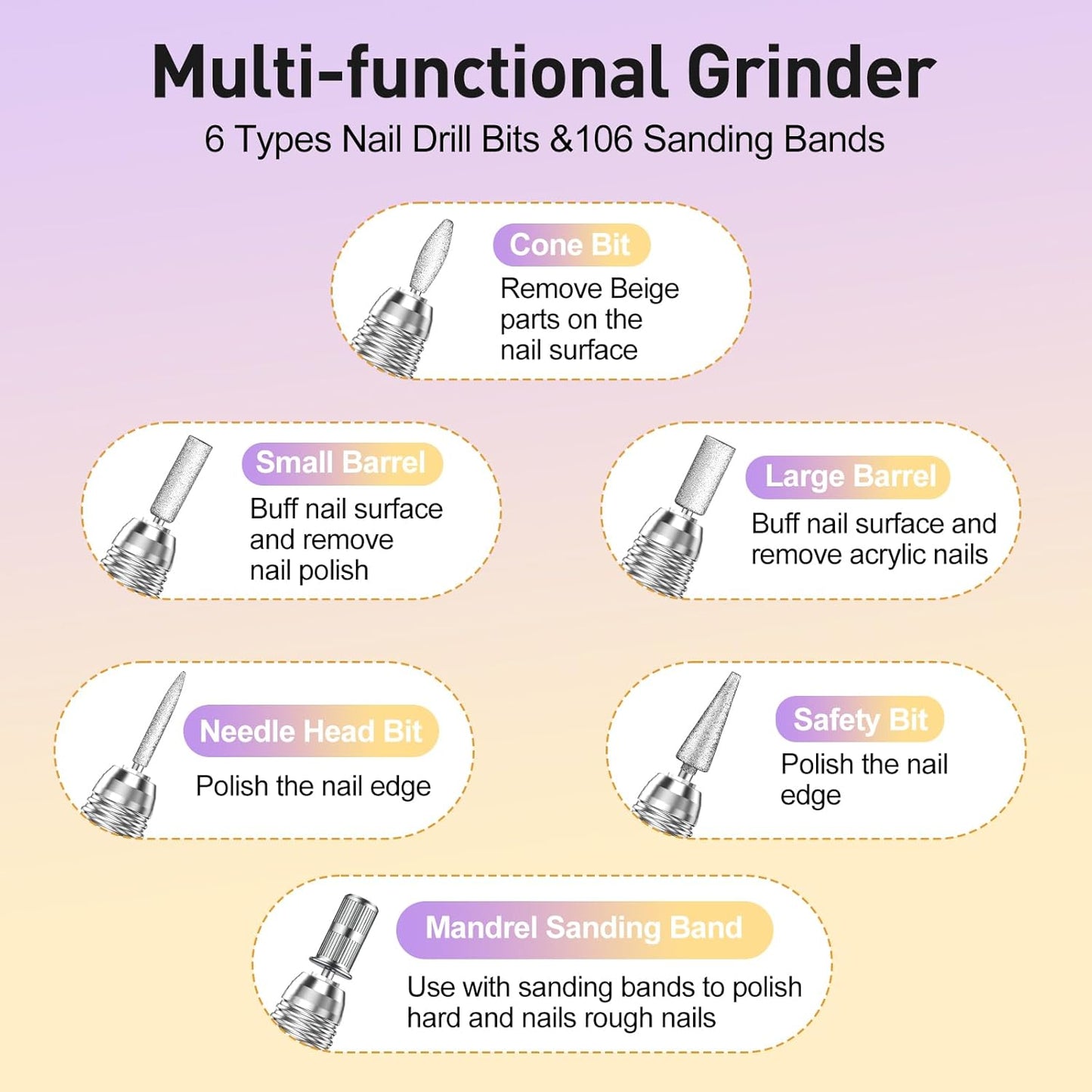 JIASHENG Professional Nail Drill, 30000rpm Nail Drill Machine for Nail Tech Supplies, Acrylic Electric Efile Nail Drill for Polishing Shaping Removing Acrylic Nails Poly Nail Gels