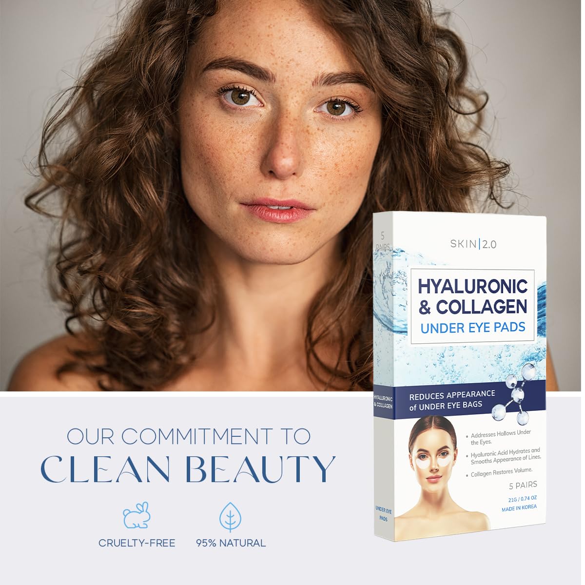 Hyaluronic Acid and Collagen Under Eye Patches - Anti-aging, Reduces Under Eye Bags & Wrinkles, Firming & Hydrating Under Eye Pads - Cruelty Free Korean Skin Care - All Skin Types - 15 Pairs