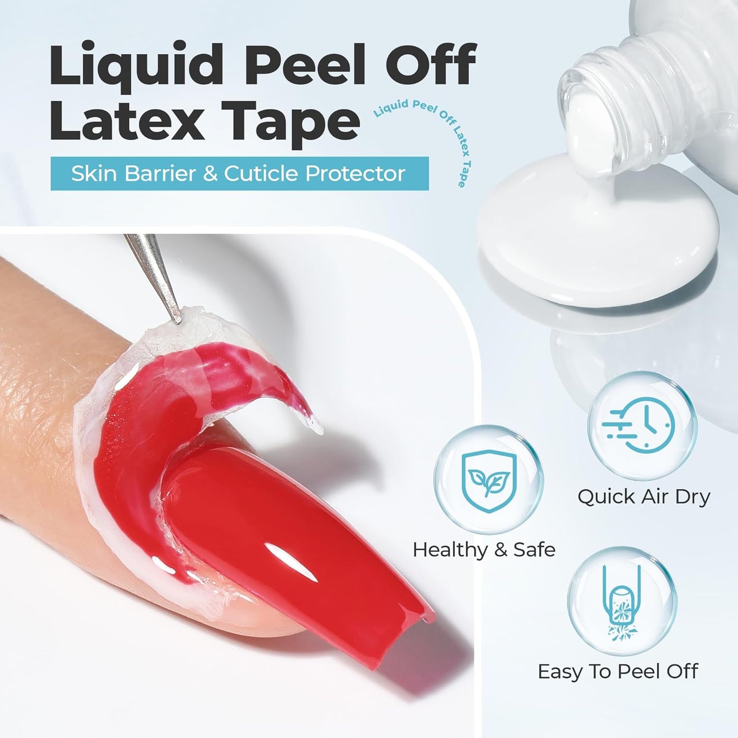 Gel Nail Polish Remover: 15ml Nail Polish Remover with Liquid Latex for Nails Peel off, Fast & Easy Remove Gel Polish in 2-5 Minutes, No Soaking or Wrapping, Cuticle Protectors