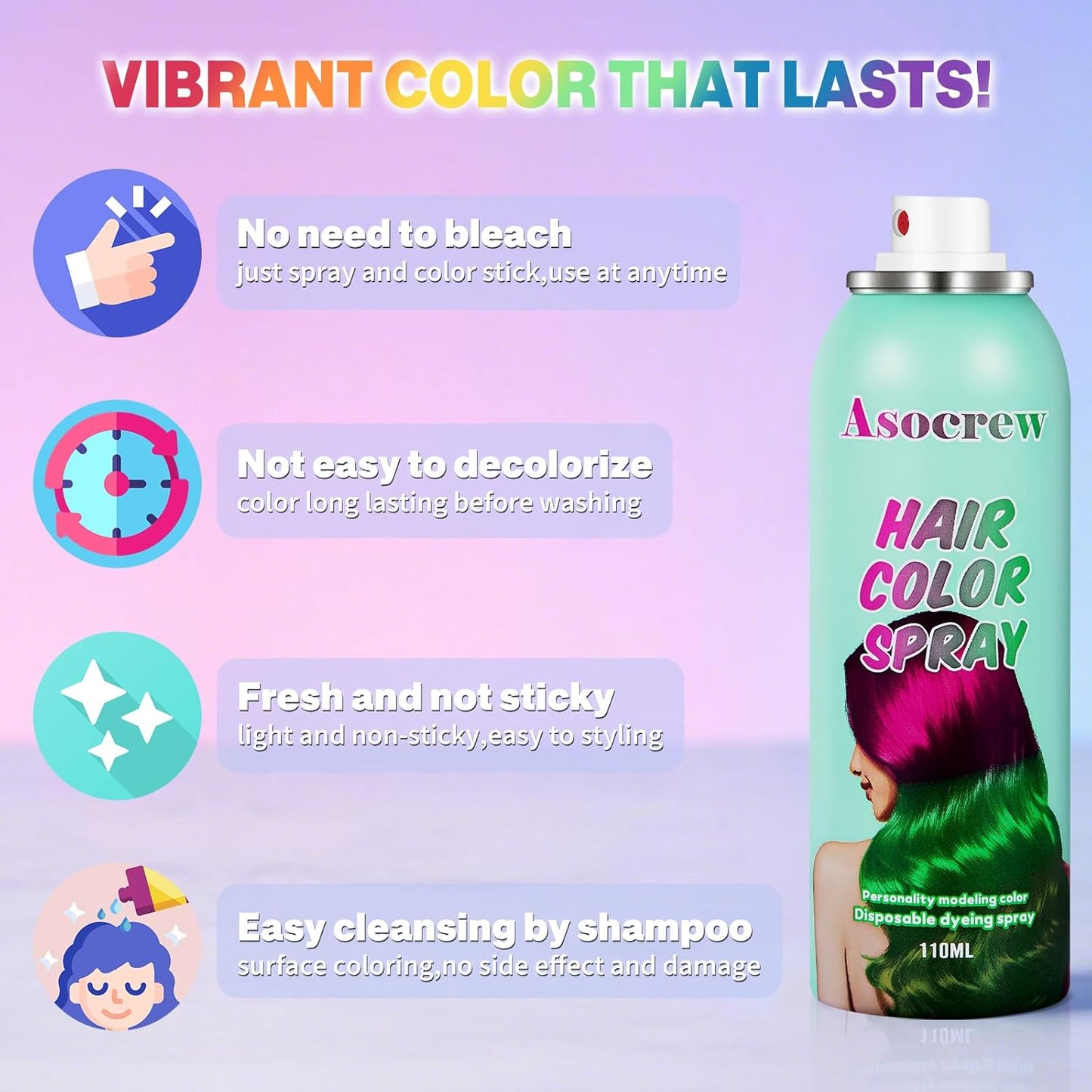 Blue Hair Spray,Hair Color Spray Dye,Temporary Hair Color Spray for Kids Women,Hair Color Dye Pomades,Washable Hair Coloring Natural Color Hair Spray for Party,Halloween,Cosplay(Blue)