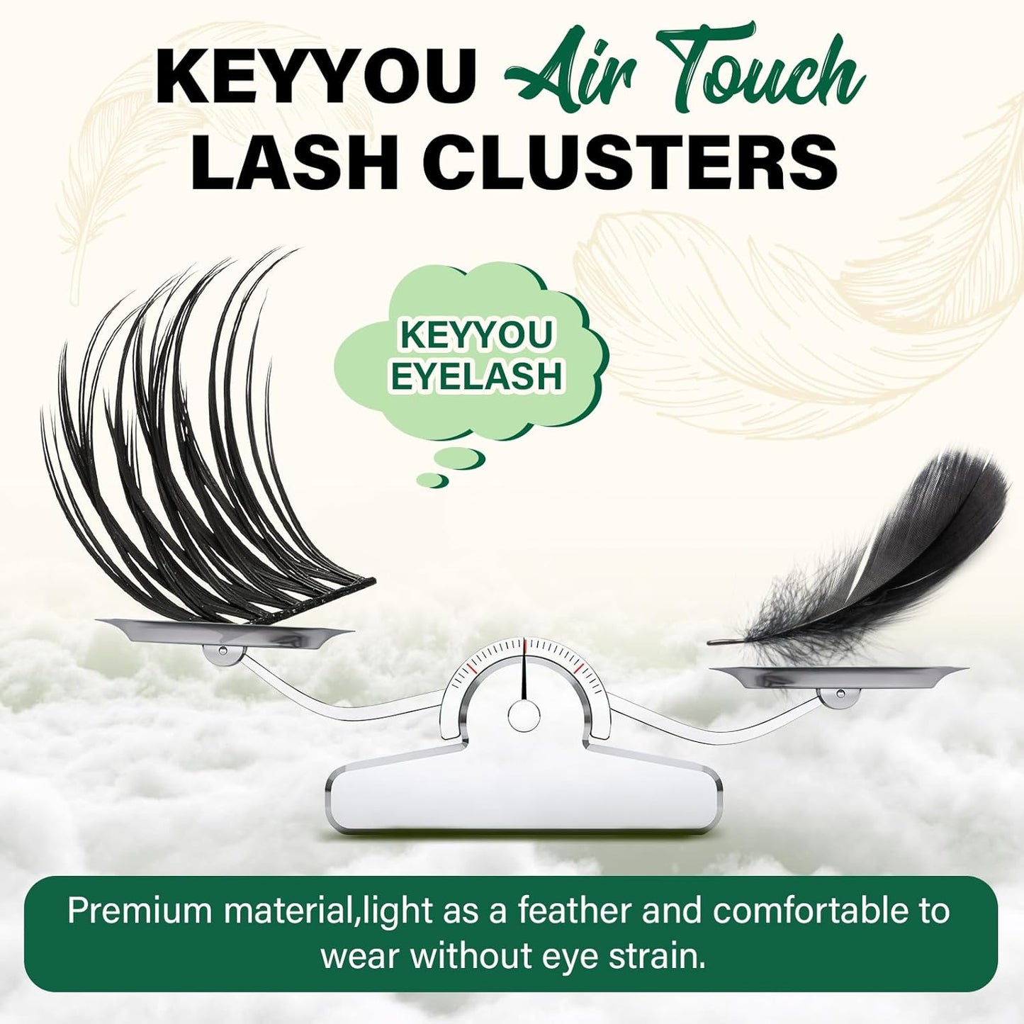 Lash Clusters 144pcs eyelash clusters D Curl 8-18MIX Individual Lashes KEYYOU Air Touch Cluster Lashes Super Lightweight Soft Wispy Comfortable Easy DIY at Home(Air03-D-8-18MIX)