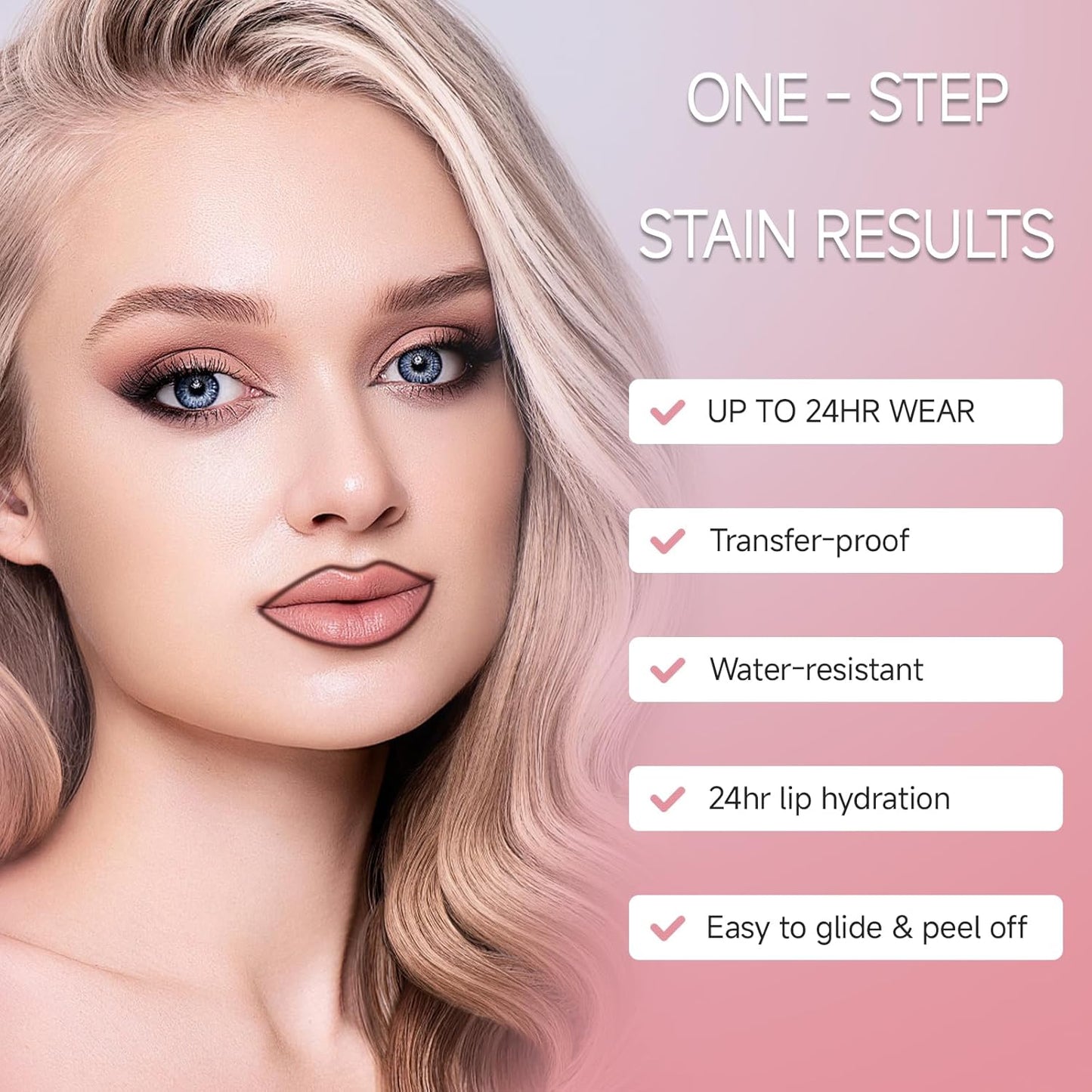 KISSIO Lip Stain Set,Peel Off Lip Liner Stain and Lip Care Oil,Transfer Proof,Long Lasting and Waterproof Lip Tint,Matte Finish,Lip Combo,03 Coral Red