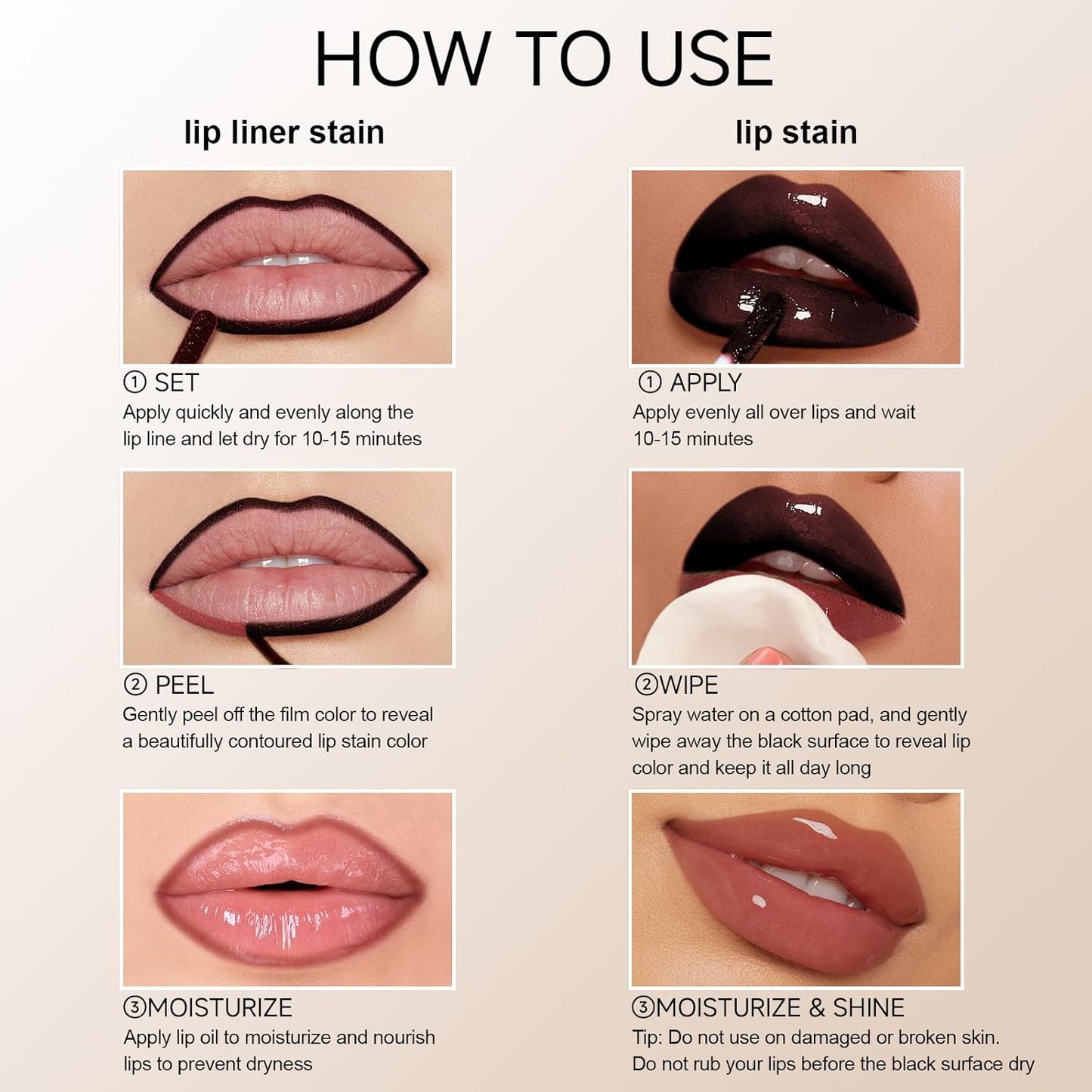 KISSIO Lip Stain Set,Peel Off Lip Liner Stain and Lip Care Oil,Transfer Proof,Long Lasting and Waterproof Lip Tint,Matte Finish,Lip Combo,07 Berry