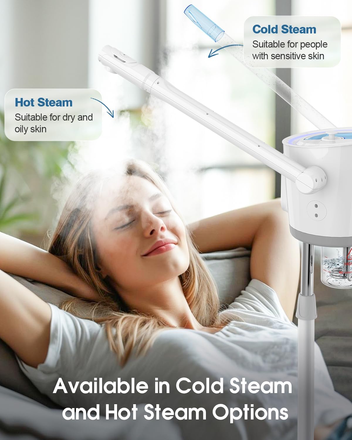 Kingsteam 2 in 1 Hot and Cold Facial Steamer, 30 Min Timer, Ionic Facial Steamer for Home, Esthetician, Professional Nano Water Mist with Large Water Volume for Beauty Salons - Ozone Facial Sprayer