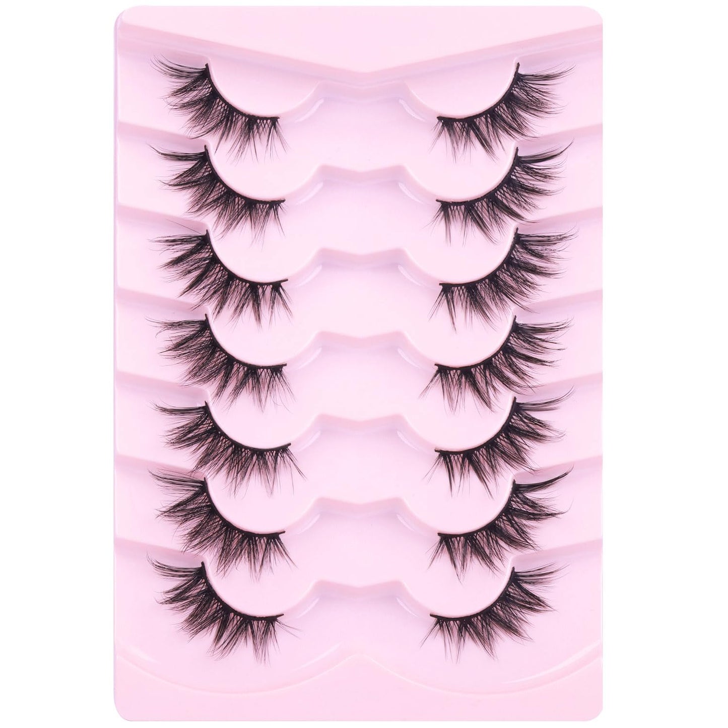 Half Lashes Fox Eye Faux Mink Lashes Wispy Eyelashes Cat Eye 20mm Fake Lashes Spiky Strip Eyelashes Pack 7 Pairs
