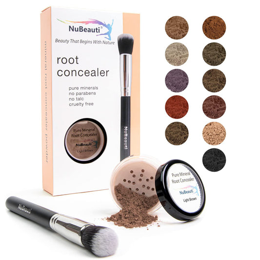 Hair Root Touch Up Powder, Light Brown - 11 True-to-Nature Root Concealer Shades, Long-lasting, Fragrance, Talc, Parabens Free, With Brush