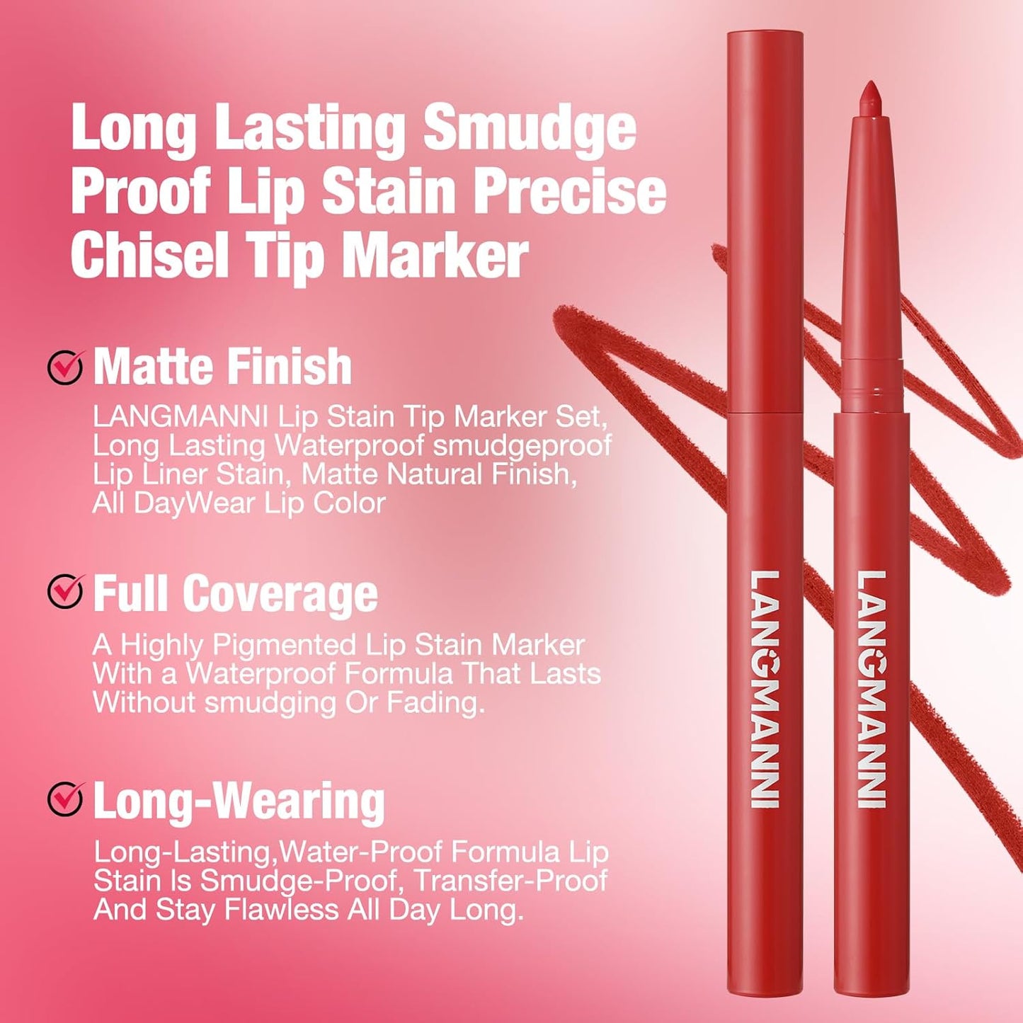 LANGMANNI 8Pcs Sculpting Matte Velvet Lip Liner Set,Smooth Creamy Texture,Waterproof And High Pigmented For Girls Daily Application Lip Makeup(5+6+7+8+9+10+11+12)