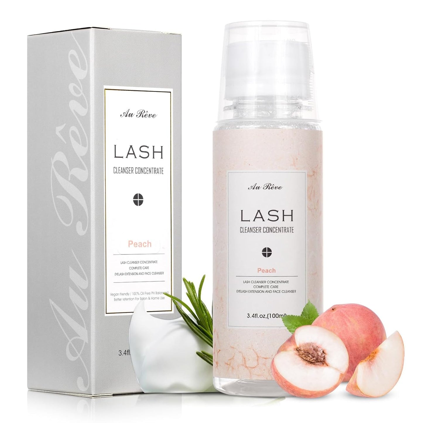 Lash Shampoo Concentrate 100ml Lash Extension Cleanser Oil-Free Eyelash Extension Shampoo with Salon Home Care -Makes 20 Bottles 60ml Lash Shampoo,Peach