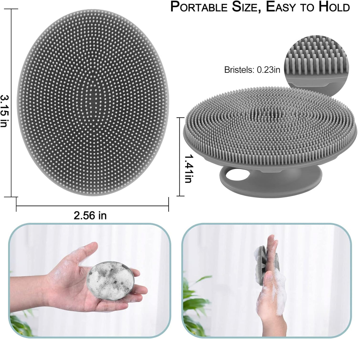 INNERNEED Silicone Face Exfoliating Brush Manual Handheld Facial Cleansing Scrubber Blackhead Remover, Food-Grade Soft Bristle (Dark Blue+Gray)