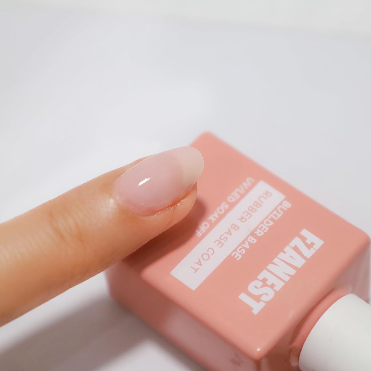 FZANEST Natural Nude Pink Gel Polish Rubber Base Builder Gel, Elastic Base Coat, Quick Extension