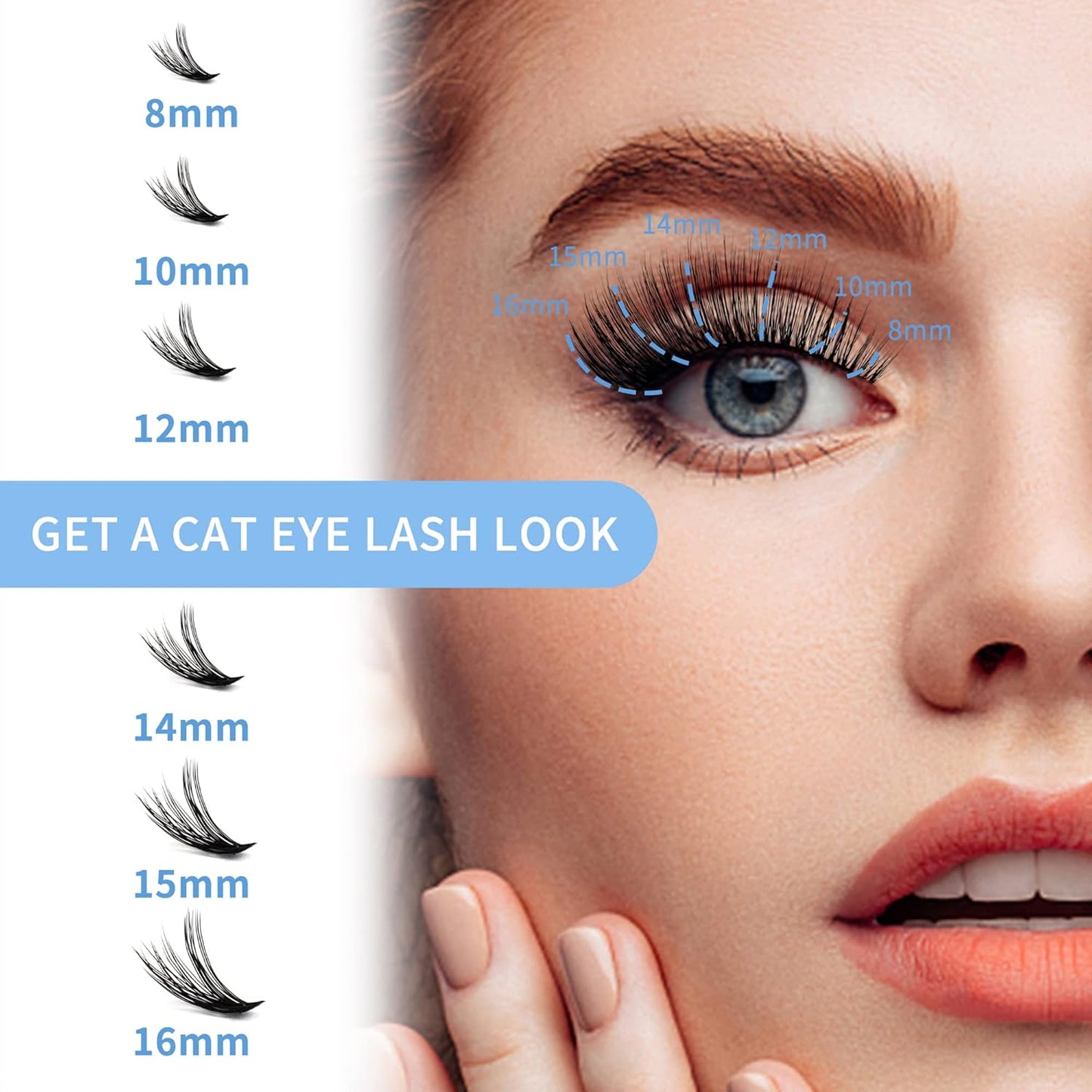 Individual Lashes Cluster Large Tray 240pcs Individual Lashes 0.07mm 10D/20D D Curl Mix 8-16mm Cluster Lashes Natural Lash Cluster Soft&Lightweight DIY Eyelash Extension By GEMERRY(10D/20D-D, 8-16)