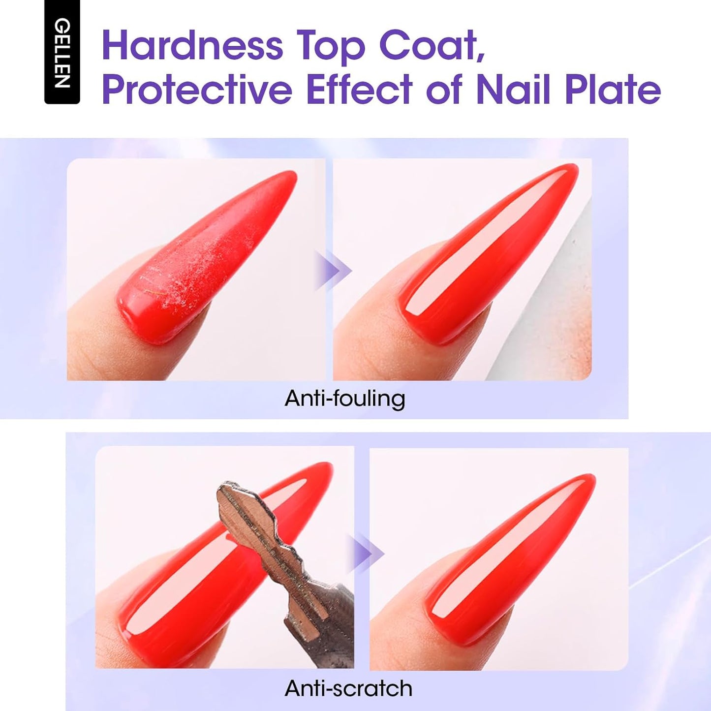 GELLEN Gel Top Coat, 18ml Matte Top Coat Gel & Glossy Top Coat Nail Polish Anti-scratch, Soak Off UV, No Wipe Clear Nail Polish, Super Glossy, DIY at Home Manicure Gifts