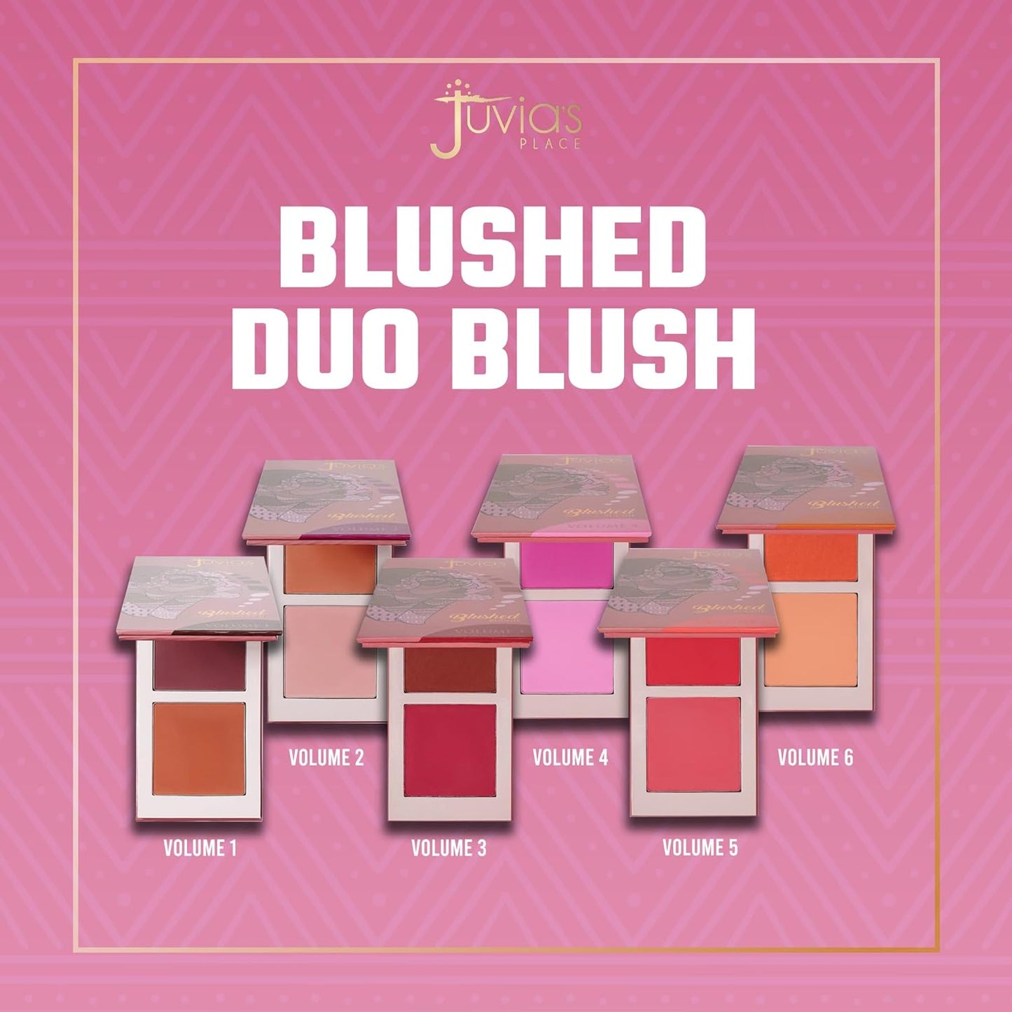 Juvia's Place Blushed Duo Blush Volume4 - Two Tone Pigmented Buildable Pressed Mineral Powder - Rosy Natural Cheeks Matte Fresh Finish for All Skin Color