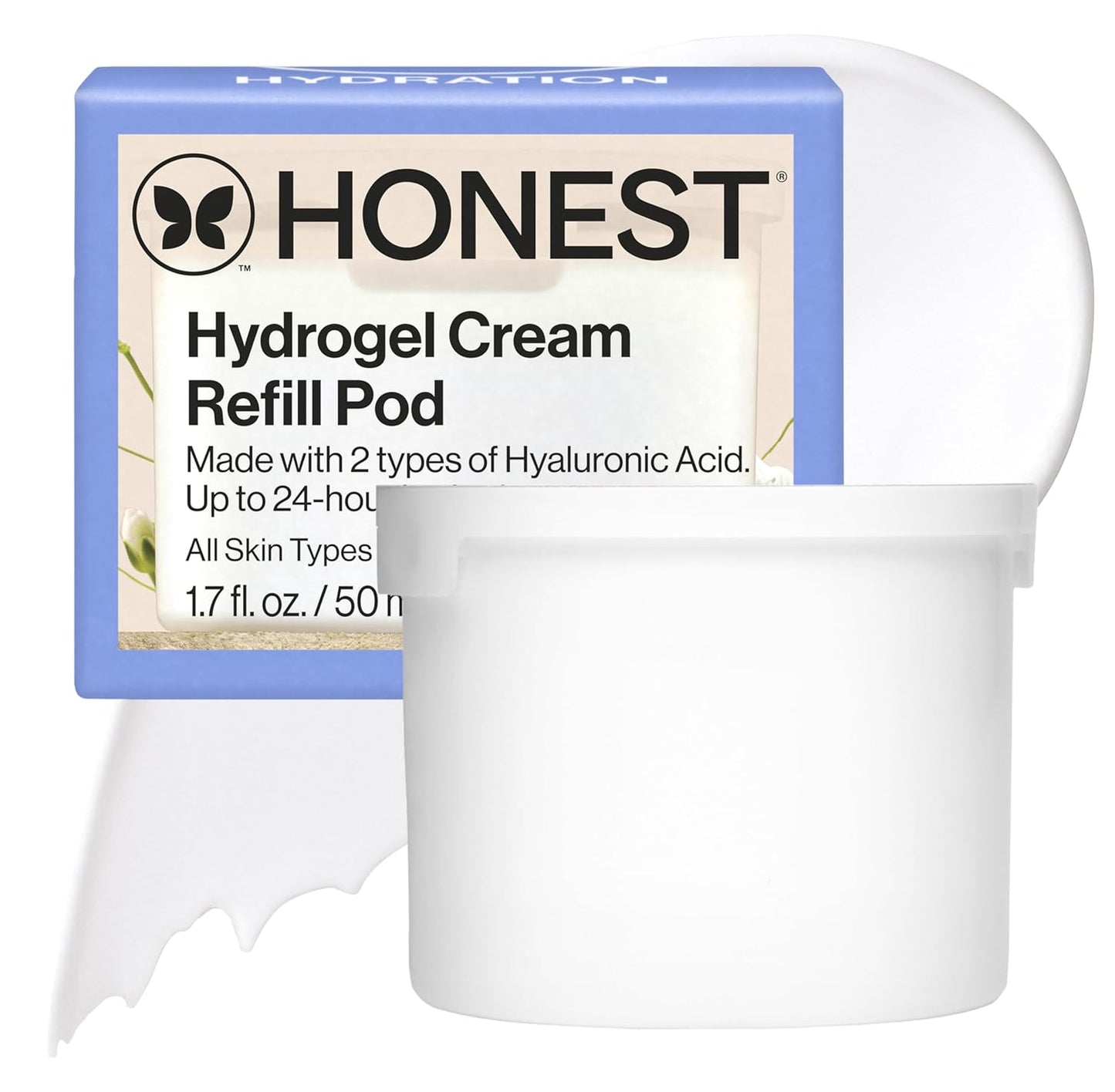Honest Beauty Refill Pod for Full Size Hydrogel Cream | Lightweight, Moisturizing Water Cream | Gentle for Sensitive Skin, Fragrance Free, Vegan | 1.7 fl oz