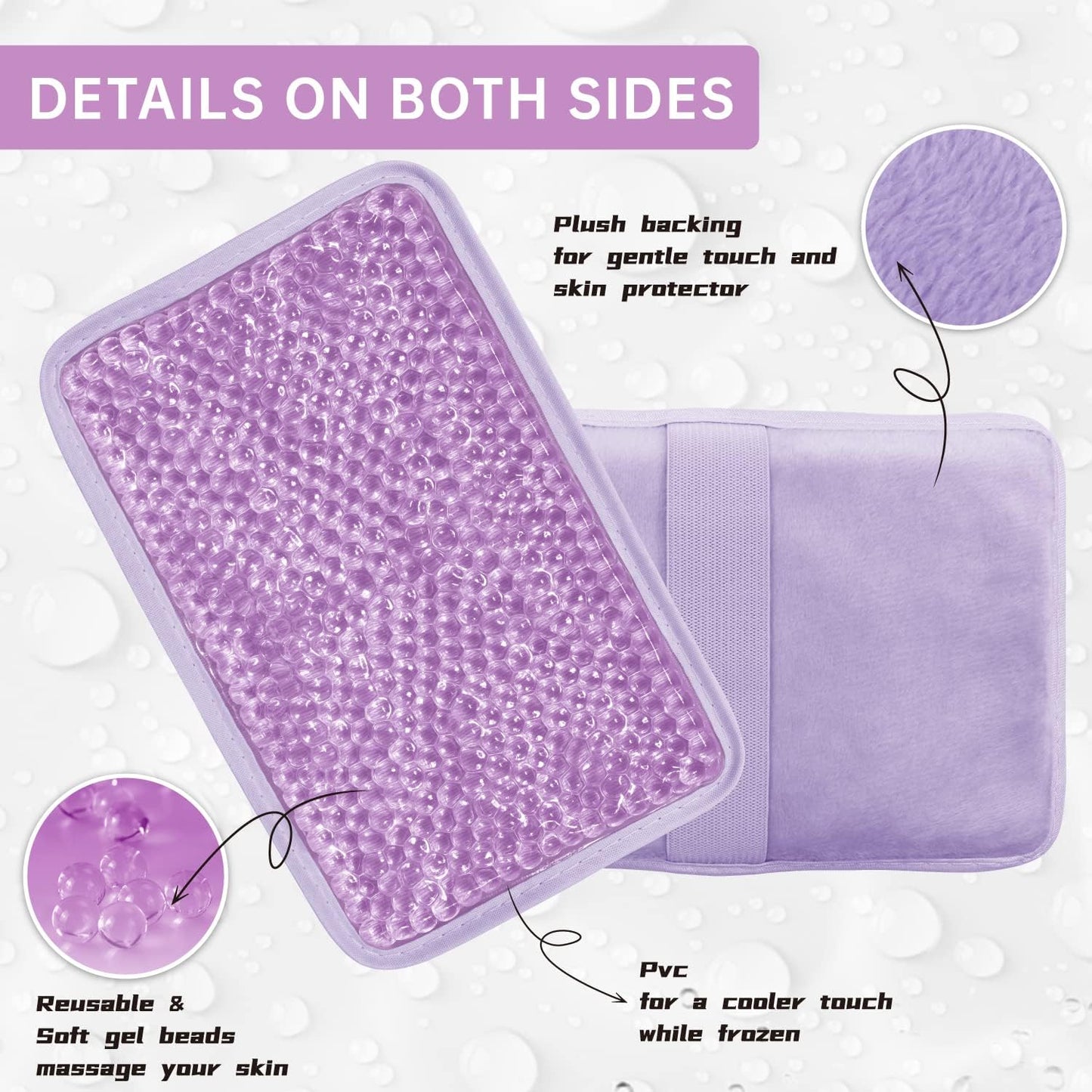 Gel Beads Ice Pack Ice Bag with Strap-Reusable Hot & Cold Pack Compress Therapy for Pain, Swelling,Injuries of Knee, Shoulder, Foot, Back, Ankle, Neck, Hip, Elbow, Wisdom Tooth(1 pcs,Purple)
