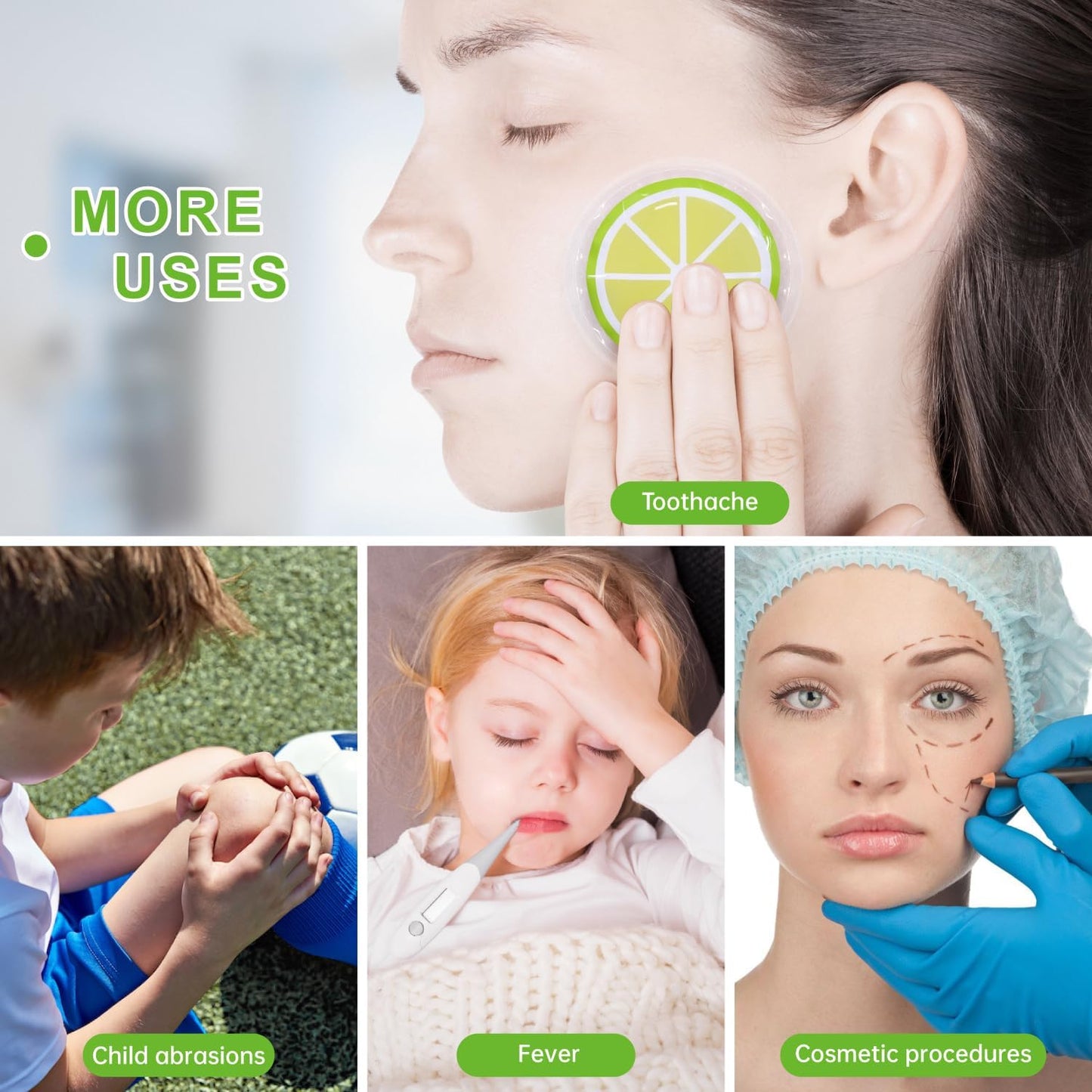 Gel Eye Ice Pack Reusable Cooling Ice Eye Pads and Under Eye Patches, Eye Hot Cold Pack for Eye Relax,Swelling, Eye Redness, Puffy Eyes (Lemon)