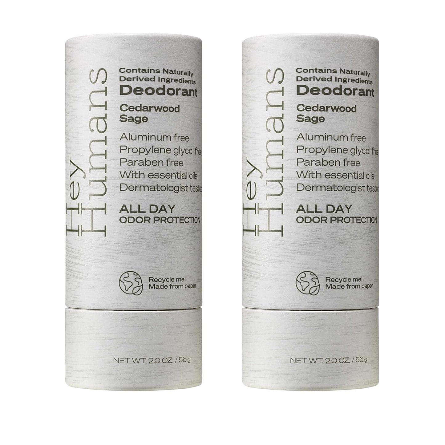 Hey Humans Deodorant, Aluminum Free Deodorant for Women and Men, Contains Naturally Derived Ingredients, All Day Odor Control, Refreshing Deodorant Essential Oils, Cedarwood Sage