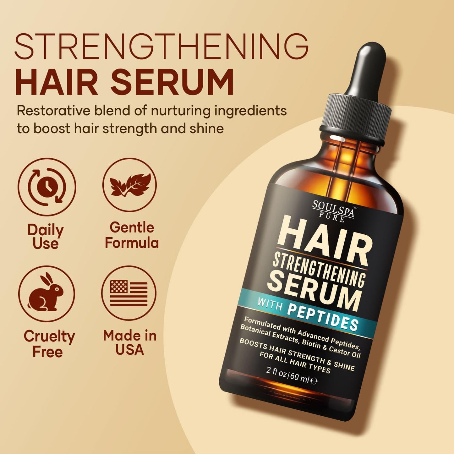 Hair Growth Serum for Women and Men - Advanced Peptide Hair Growth Oil - Revitalizing Treatment for Thinning Hair & Scalp Nourishment, Thickening Serum for All Hair Types - 2 fl oz