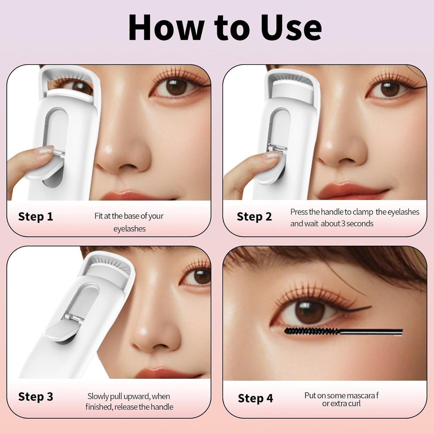 Heated Eyelash Curler with LED Display, Rechargeable Lash Curler with Adjustable Temperature, Auto-Off, Natural & Long-Lasting Curl