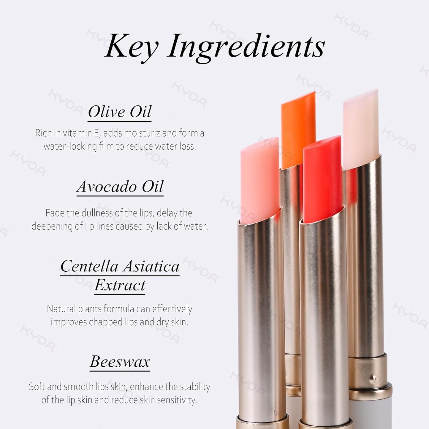KYDA PH-Activated Lip and Cheek Stain, PH Color Changing Formula for Lasting Custom Lip Color, Keep Lips Soft and Moisturizing with Avocado Oil, Multiuse Color Balm, WHITE