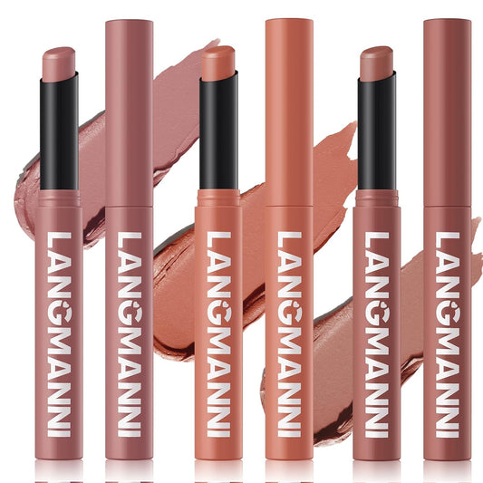 Jolilab 3Pcs Velvet Matte Lipstick Nude Matte Soft Dark Color Stick High Pigmented Long-Lasting Waterproof Lip Stick Lip Balm Beauty Cosmetics Gift for Girls and Women（04#+05#+06#