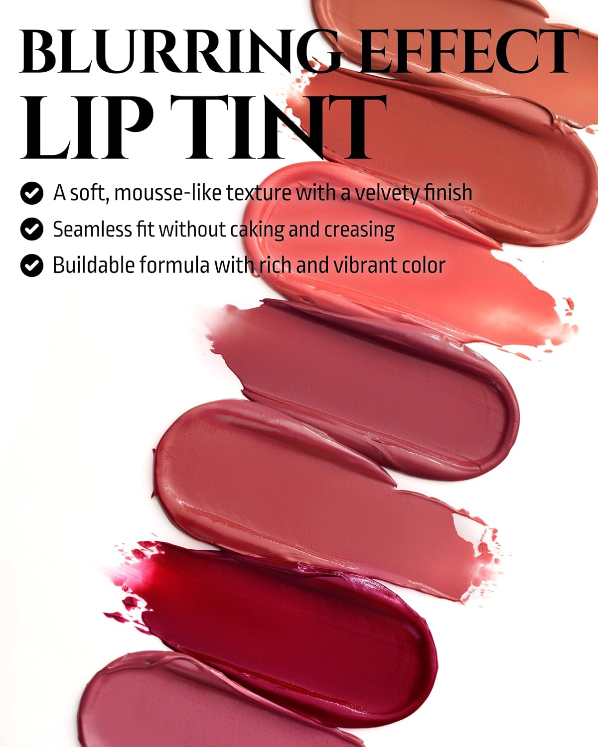 HEVVYMAKEUP Blurring Effect Lip Tint - Airy Velvet Matte Lips - Vegan, Longwear, Vibrant, Buildable Creamy Soft Texture - Korean Lip Makeup, Dear Sorbet, 0.13 fl.oz.
