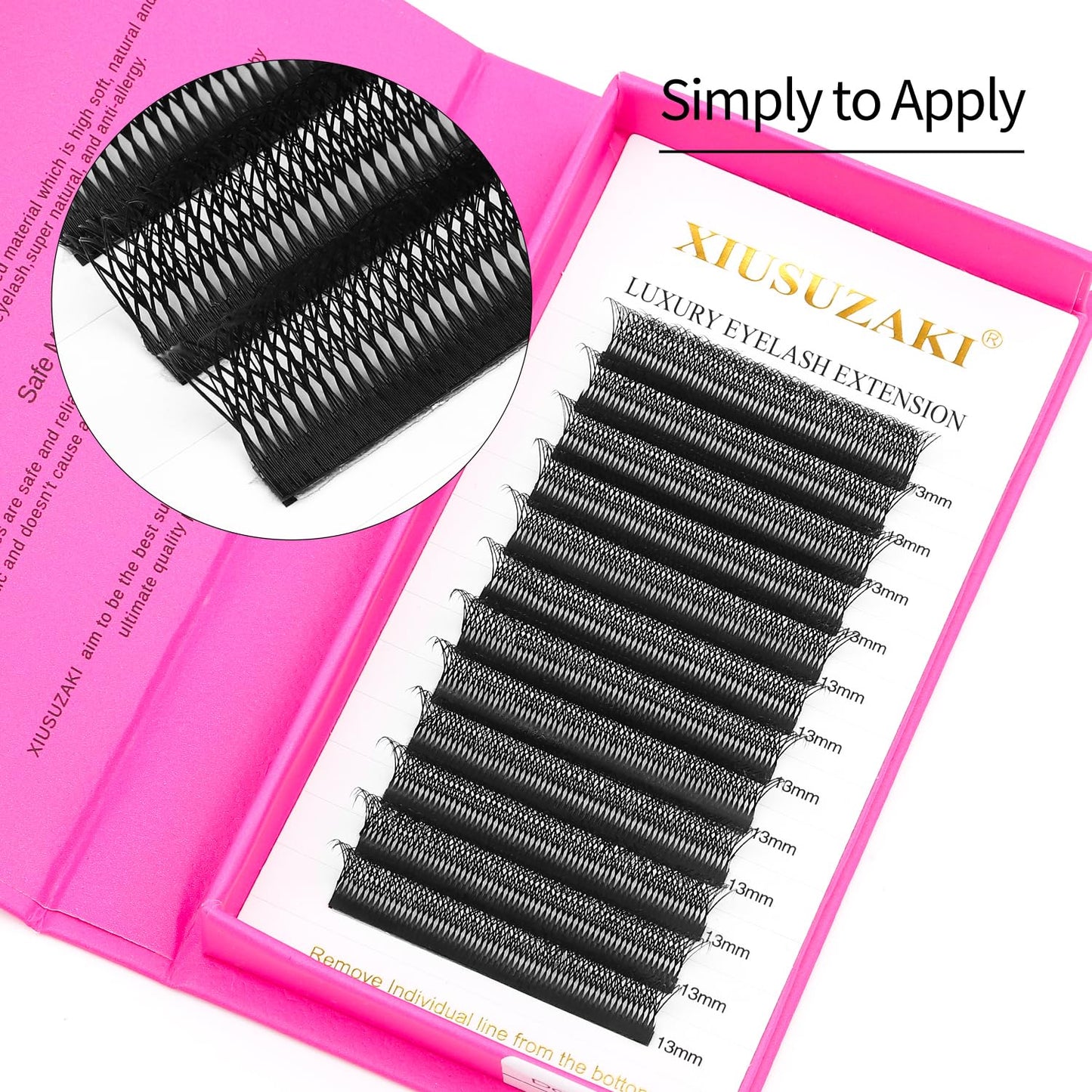 Lash Extensions Double Tips 4D Eyelash Extensions W Shape 0.07mm Thickness C Curl 9mm Premade Fans Easy Fan Volume Lashes Matte Black Crisscross(W-4D-Double Tips-0.07-C,9mm)